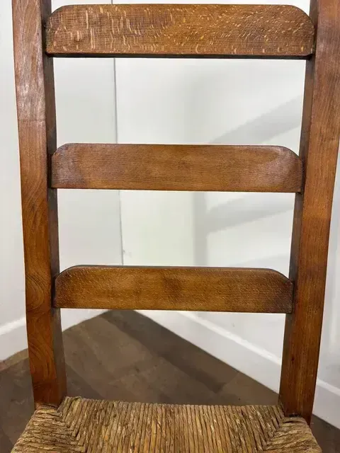 Furniture Antique Beech Rush Seat Prayer Chair photo