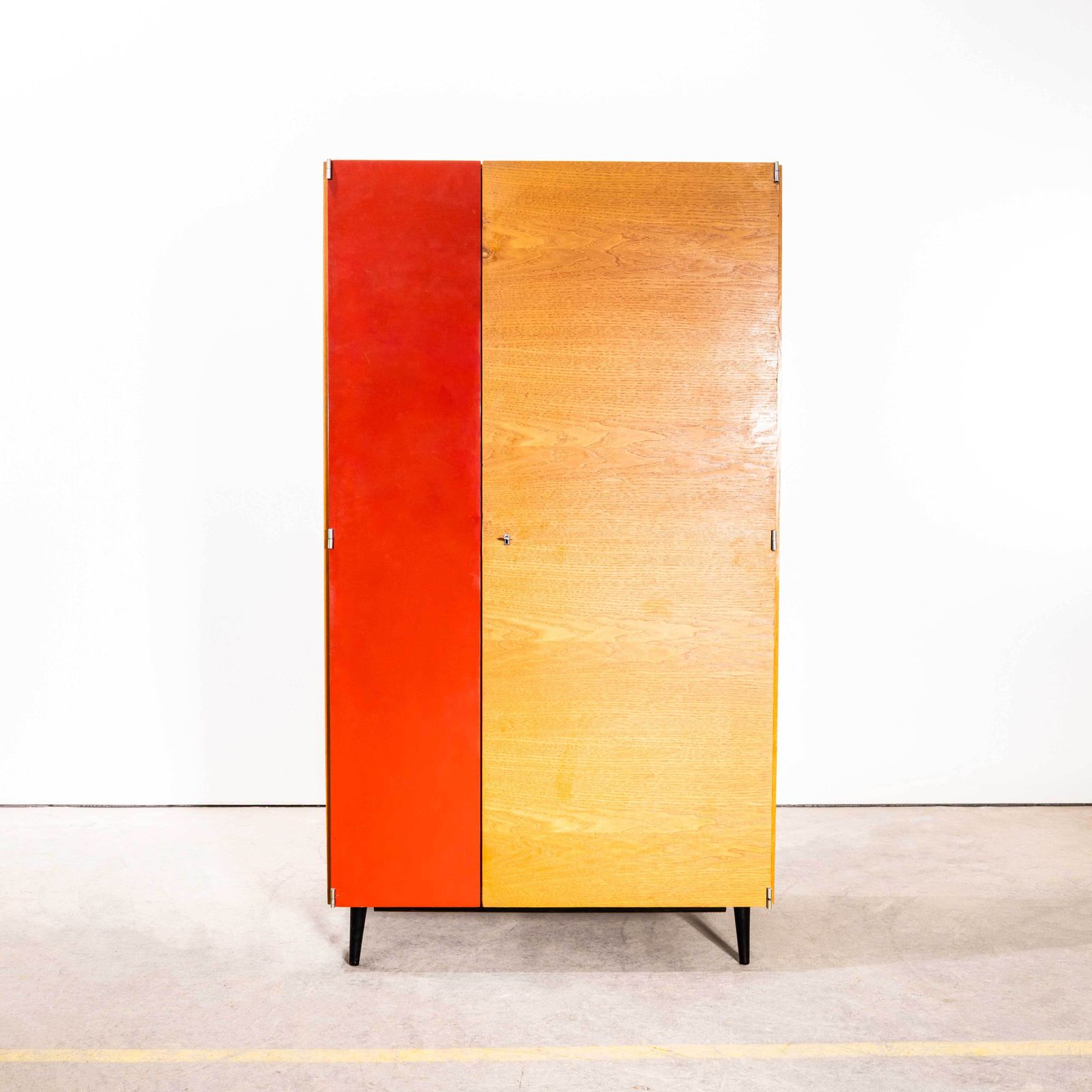 1960's Good Sized Mid Century Red Open Wardrobe