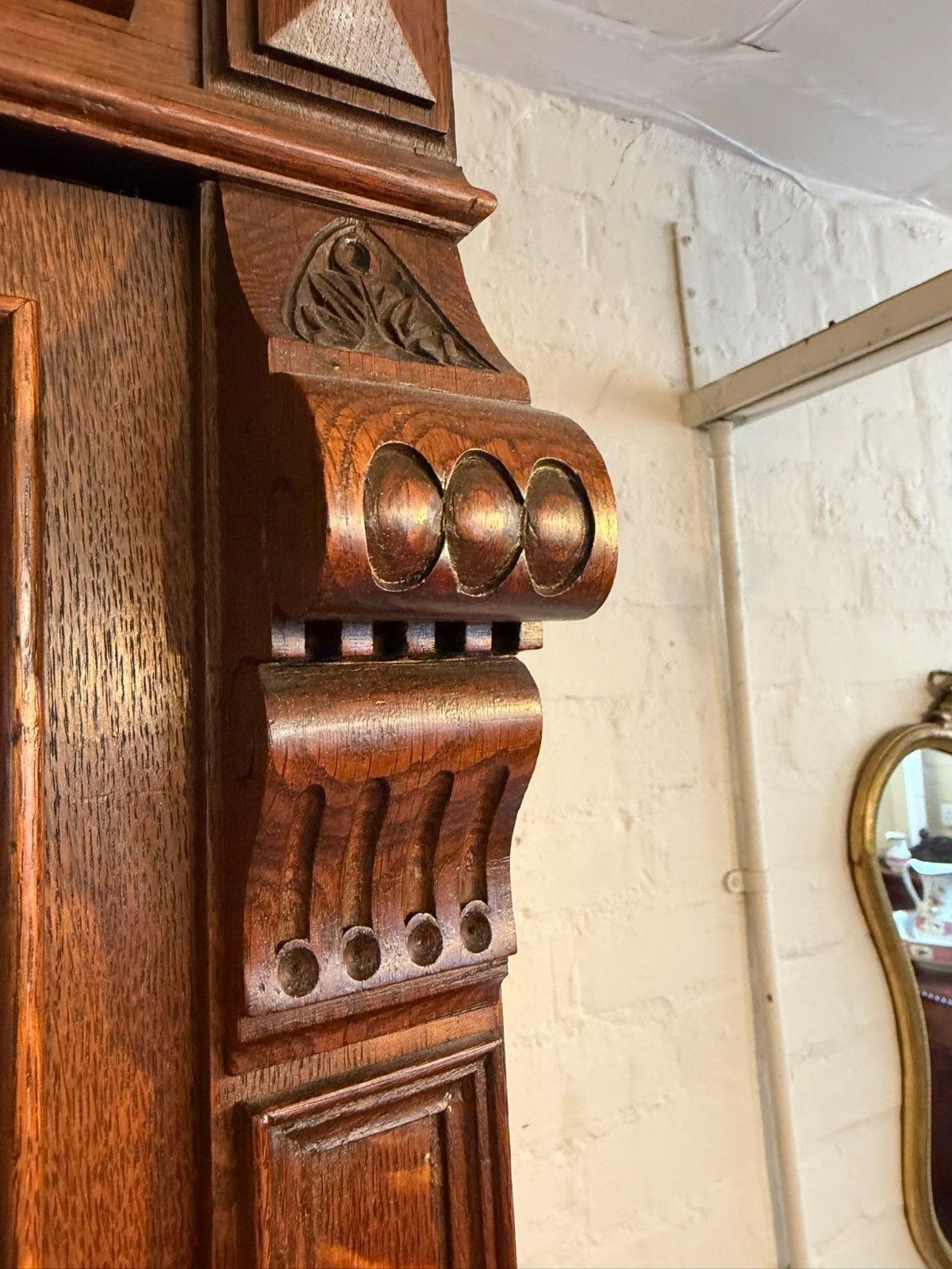 Tall French Antique Carved Oak Glazed Bookcase/Cabinet Circa 1890 photo vintage