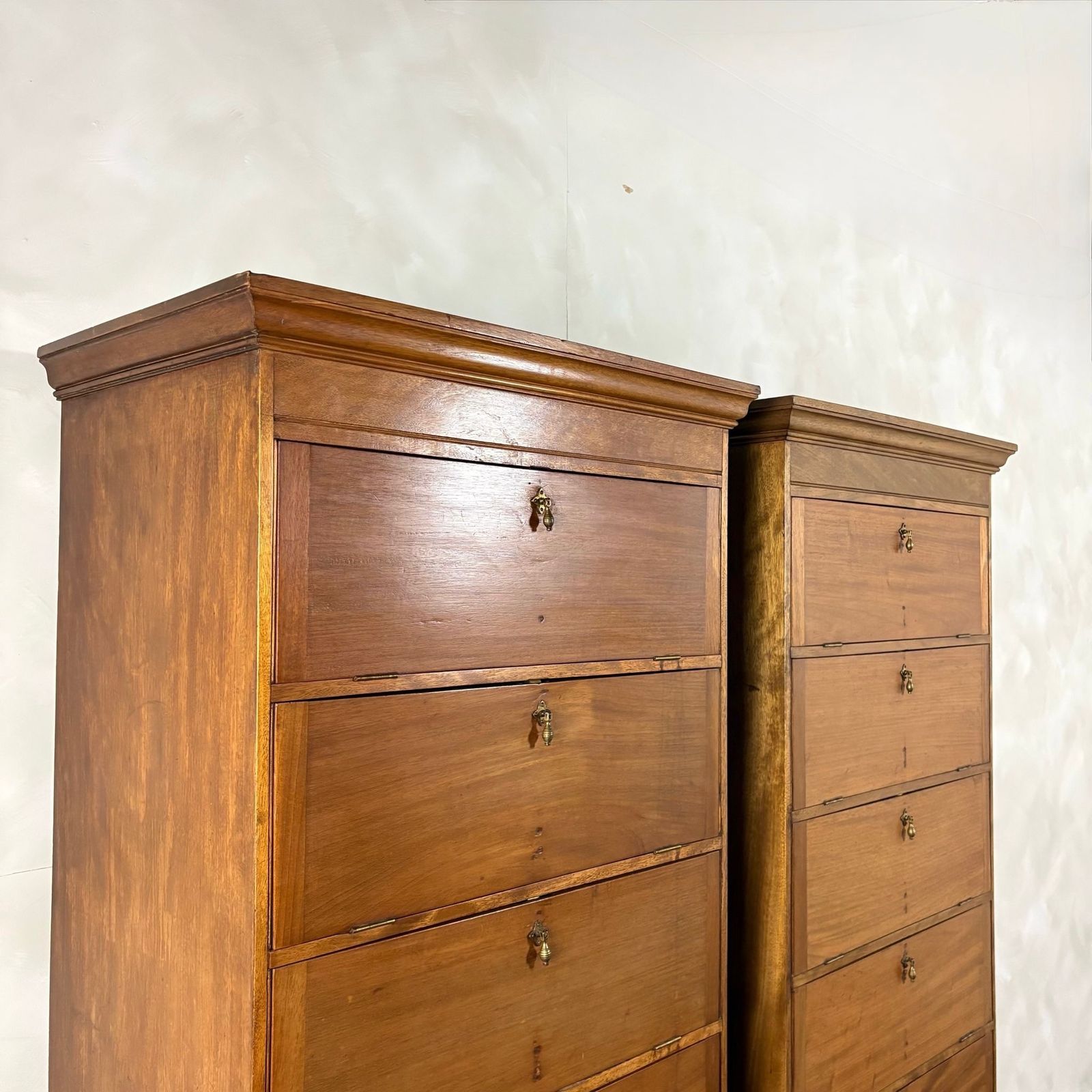 Pair Of Antique Tall Cabinets/Bookcases/Haberdashery Storage Drawers photo for sale