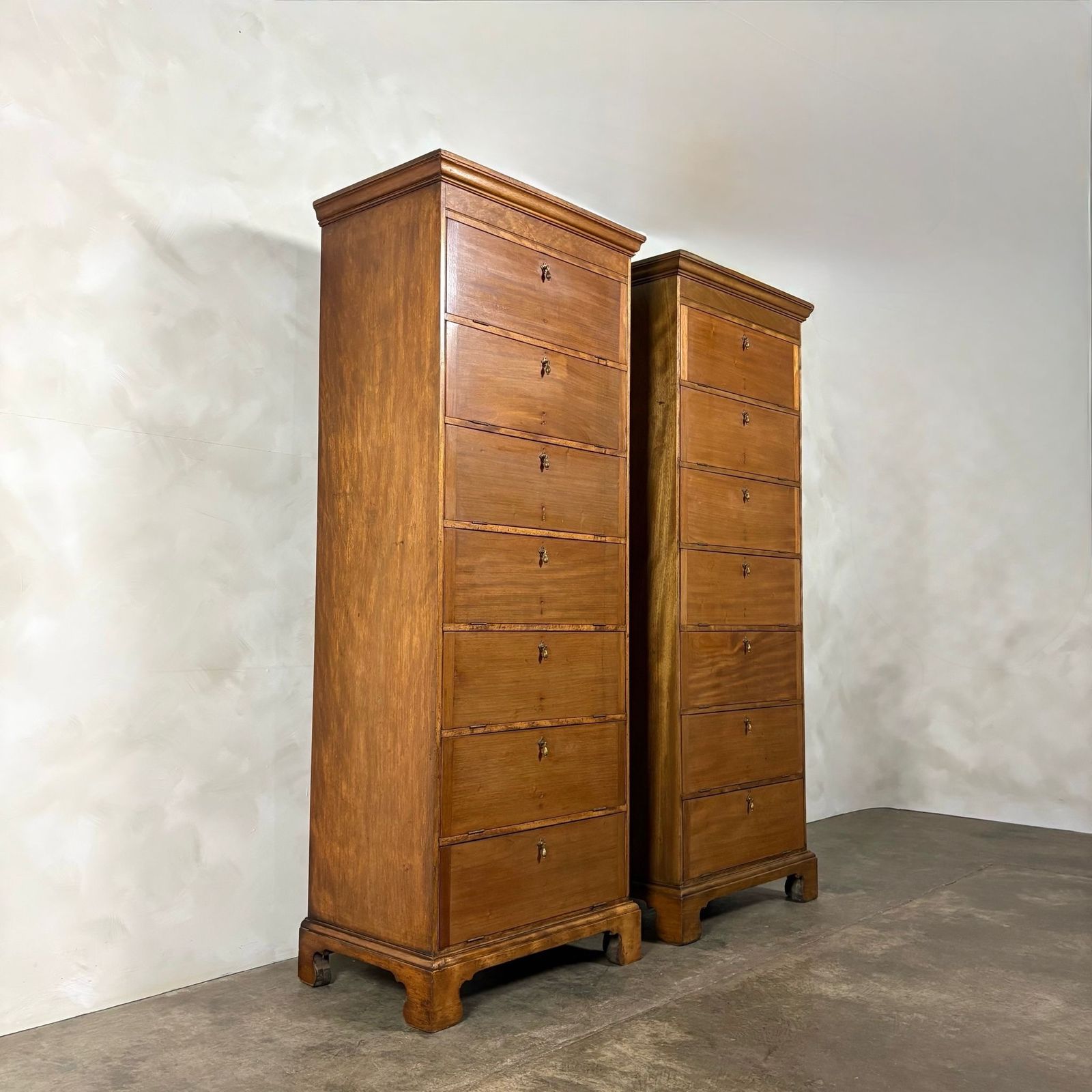 Pair Of Antique Tall Cabinets/Bookcases/Haberdashery Storage Drawers photo vinterior