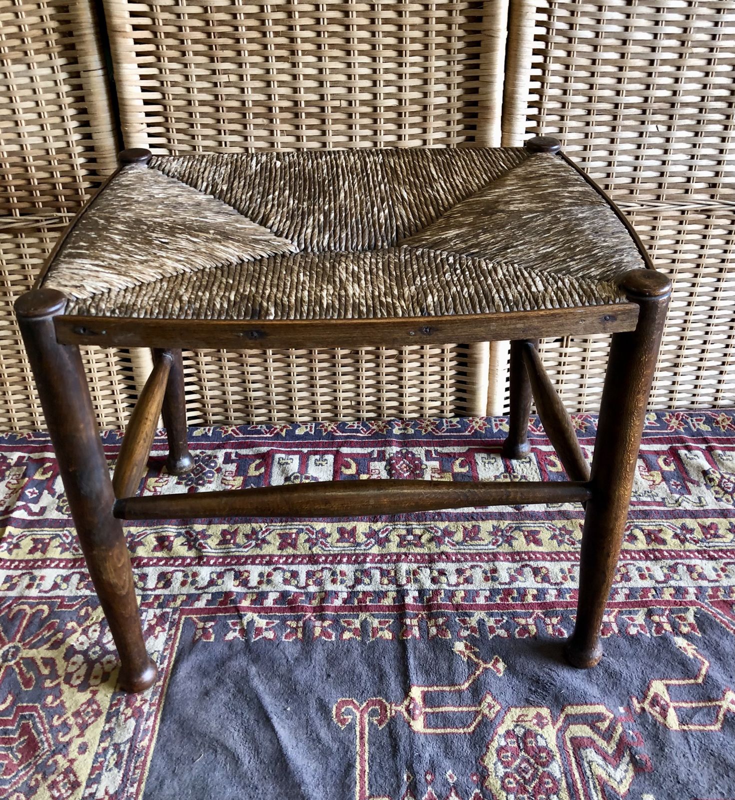 Antique Stool With Rush Seat photo vinterior