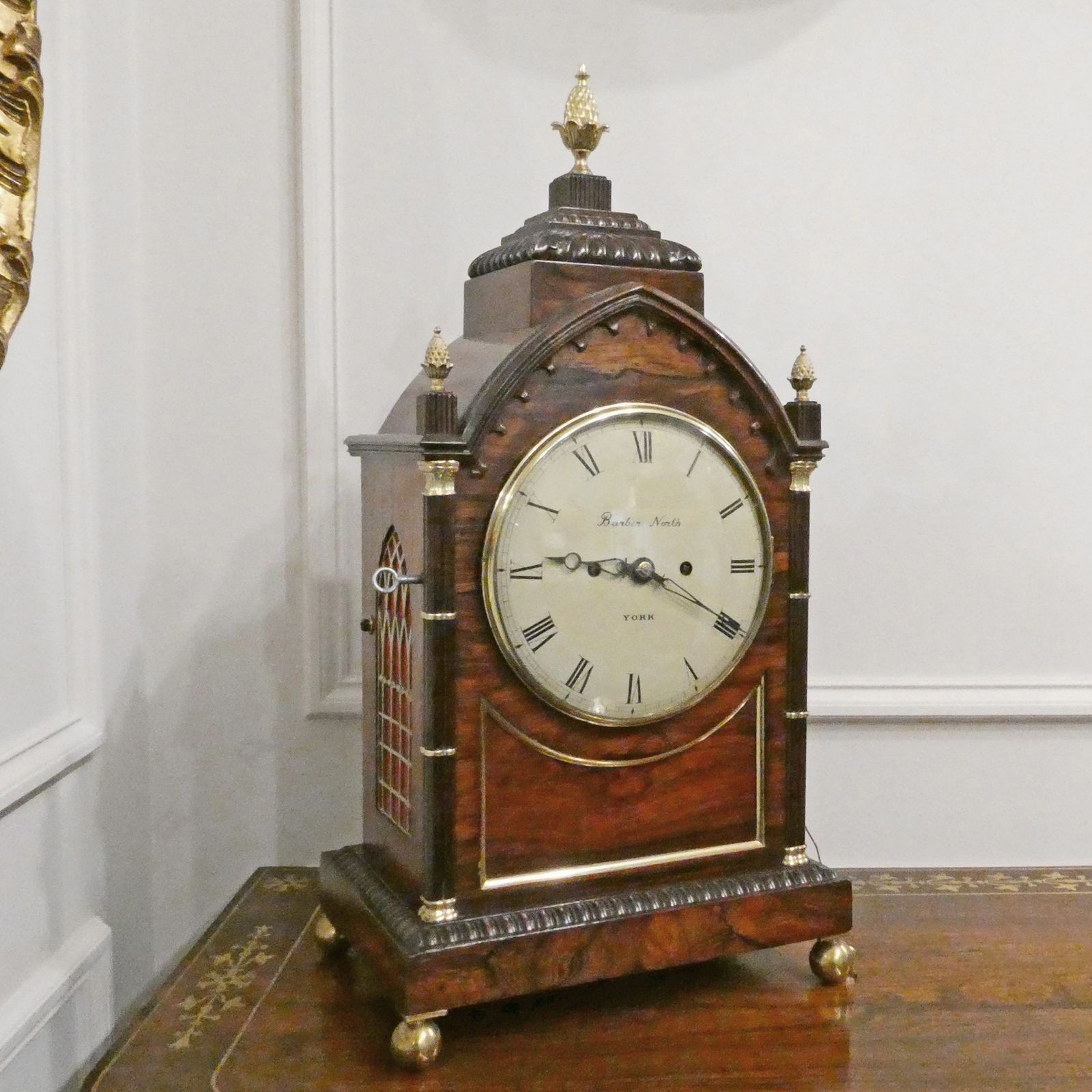 William IV Rosewood Gothic Revival Bracket Clock By Barber & North Of York photo furniture