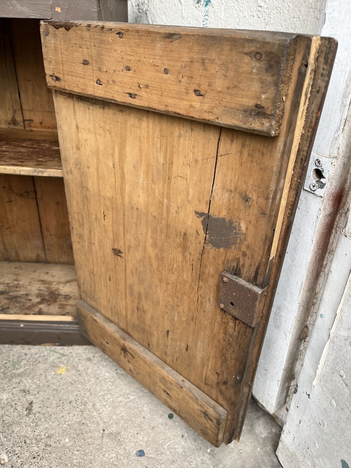 19th Century Rustic French Small Cupboard In Original Brown Paint photo vintage