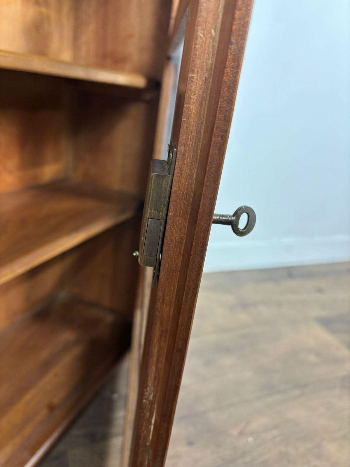 Mid Century Teak Glazed Bookcase photo vintage