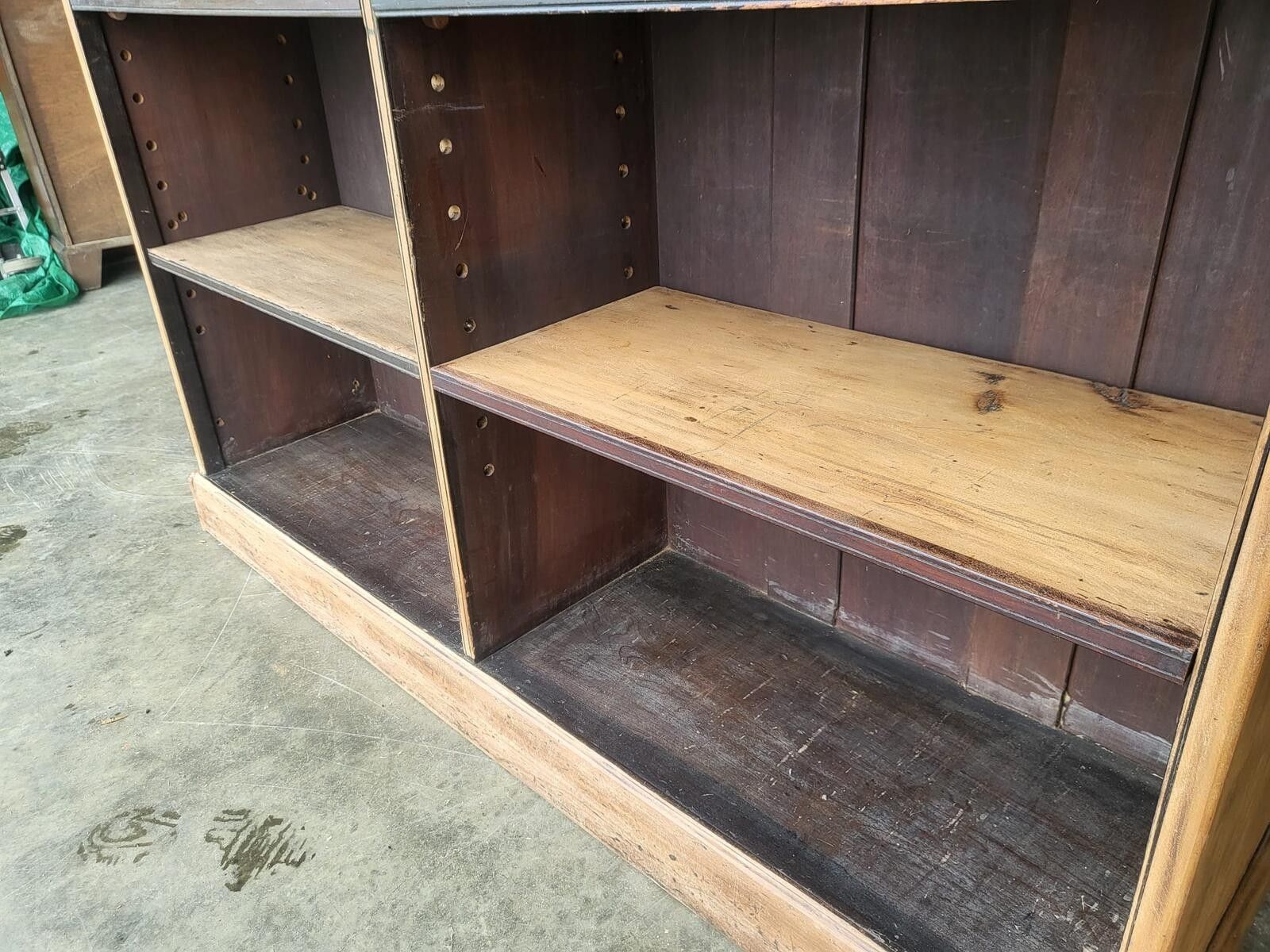 Antique Edwardian Oak Low Open Bookcase Adjustable Shelves photo furniture