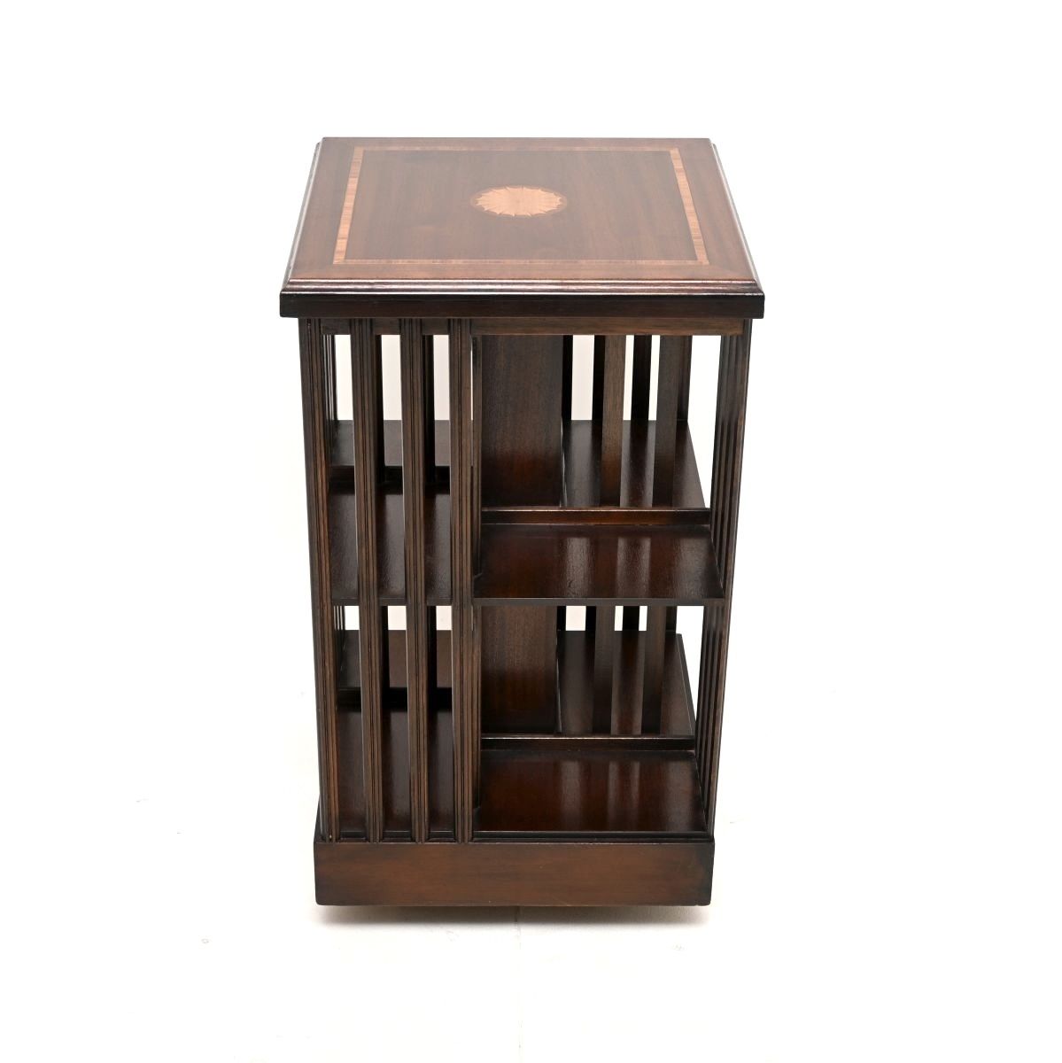 Antique Sheraton Style Inlaid Mahogany Revolving Bookcase photo furniture