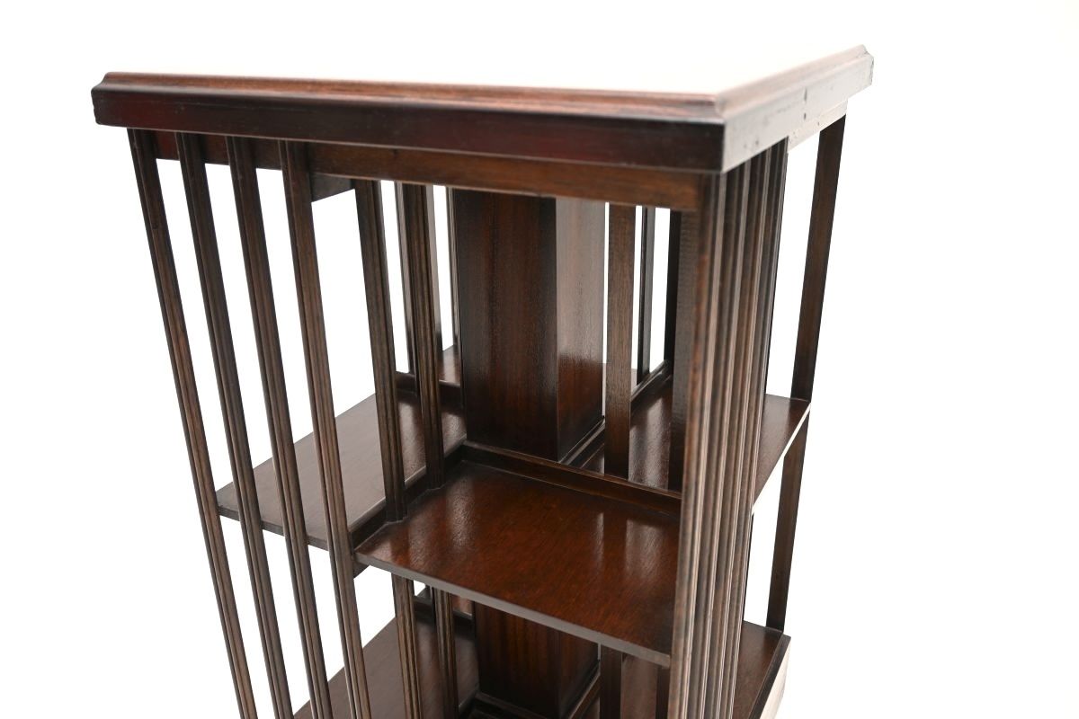 Antique Sheraton Style Inlaid Mahogany Revolving Bookcase photo buy