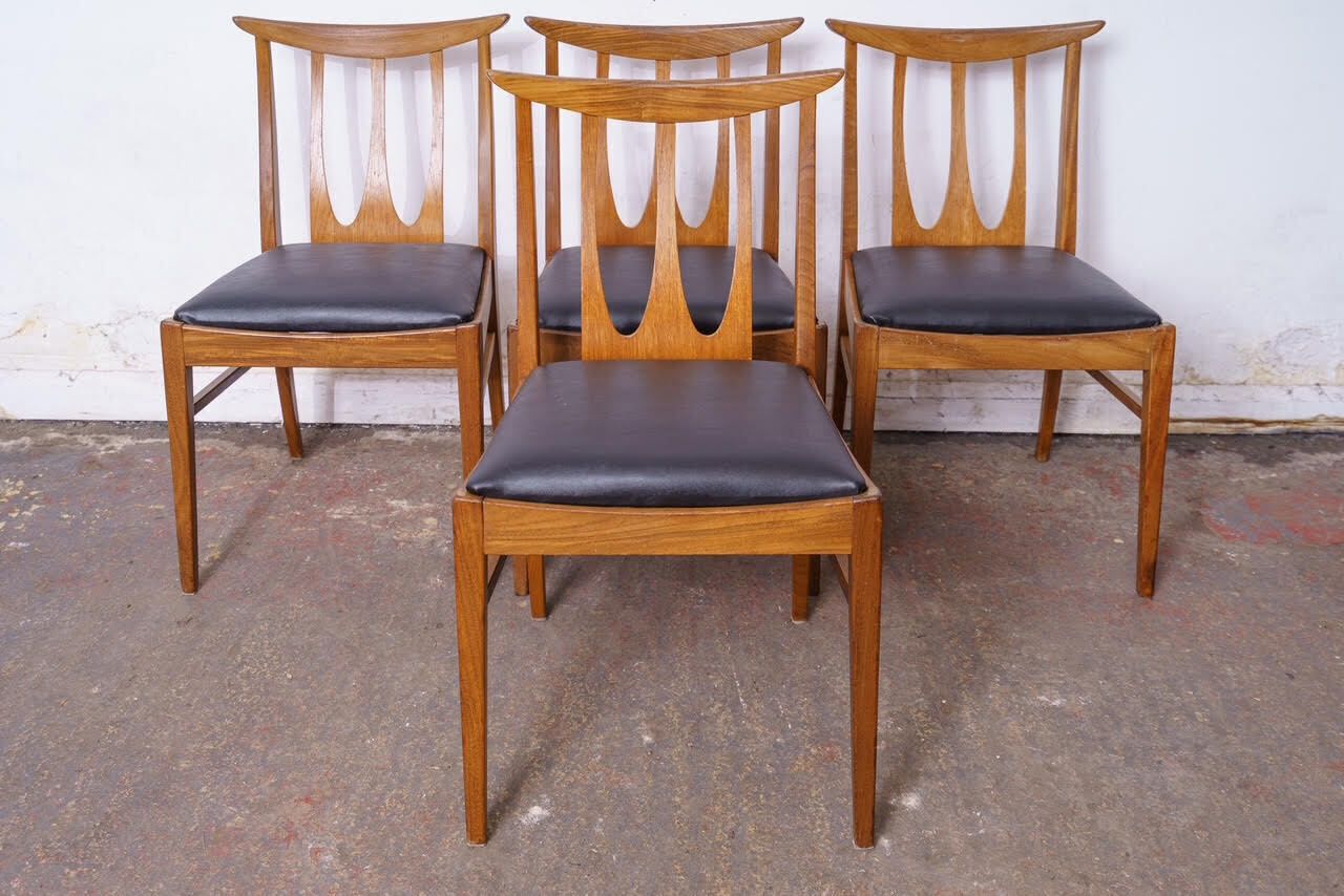 4 G Plan Mid Century Teak Brasilia Dining Chairs, Newly Upholstered photo for sale