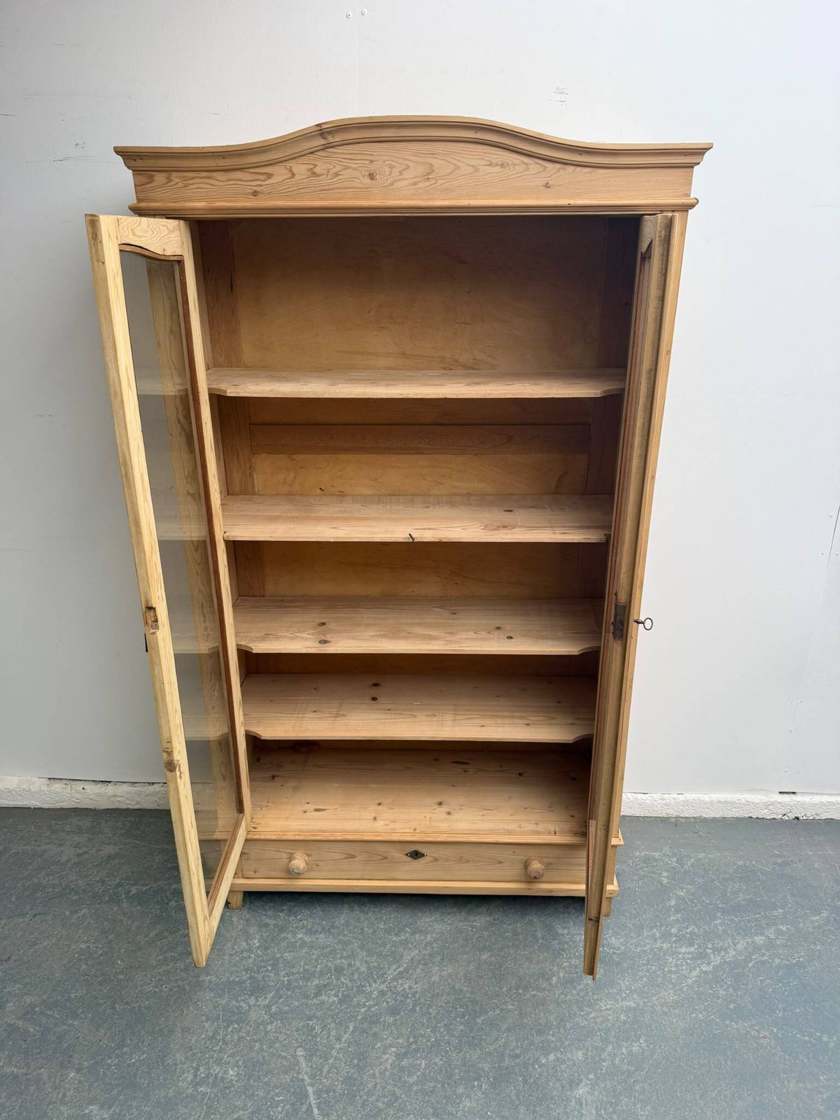 A Fantastic Victorian Pine Glazed Bookcase Cabinet To Wax / Paint photo vinterior