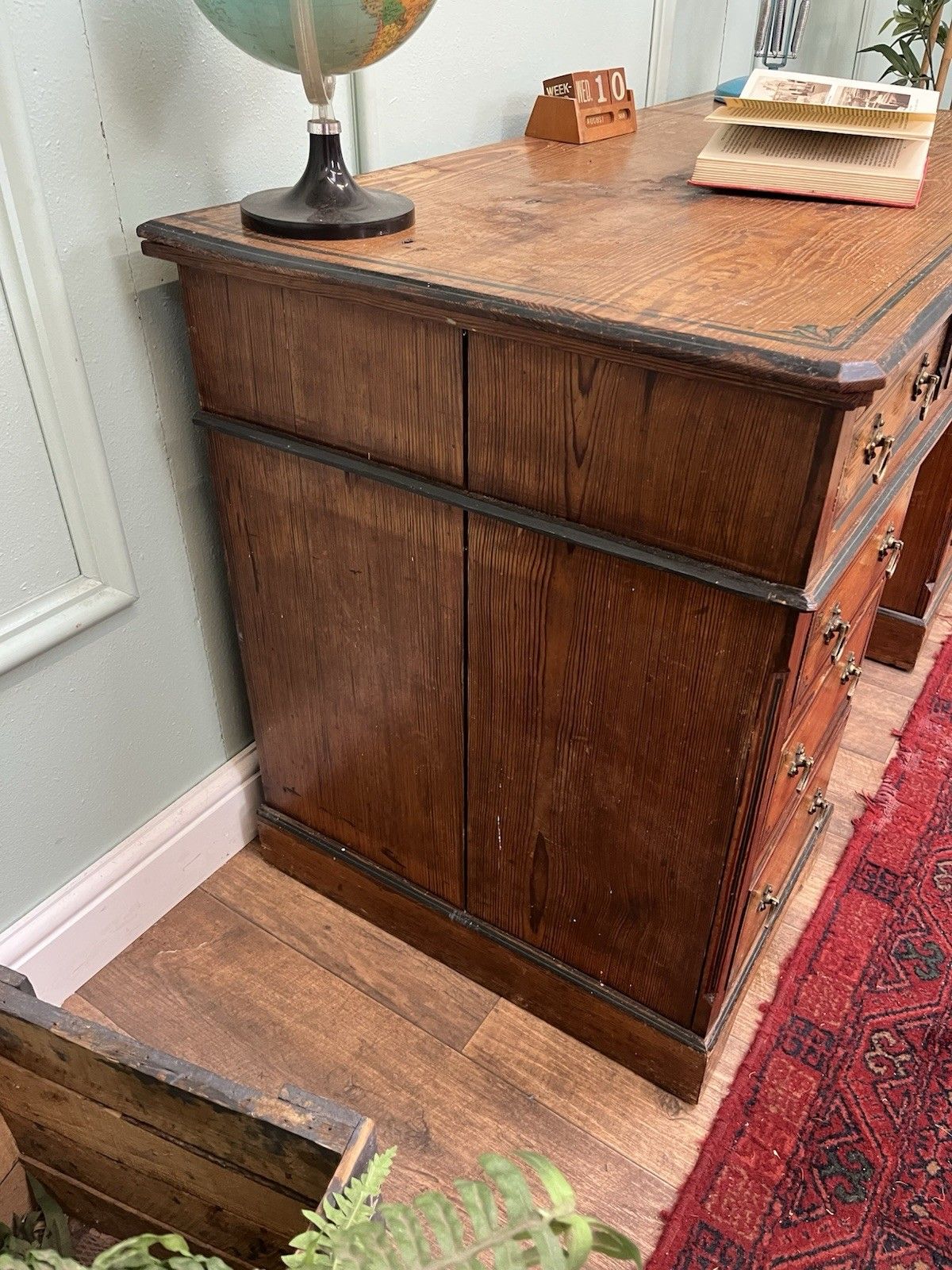 Stunning Original Painted Pine Antique Gothic Rival Desk photo 450.0