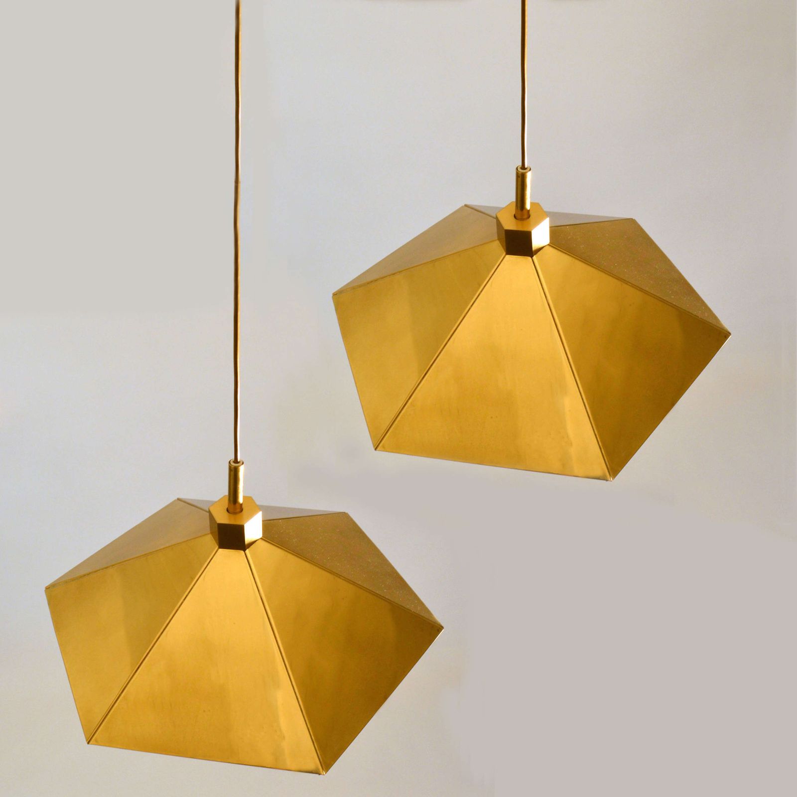 Pair Of Brass Pendant Lamps In Umbrella Shape, Belgium photo 1550.0