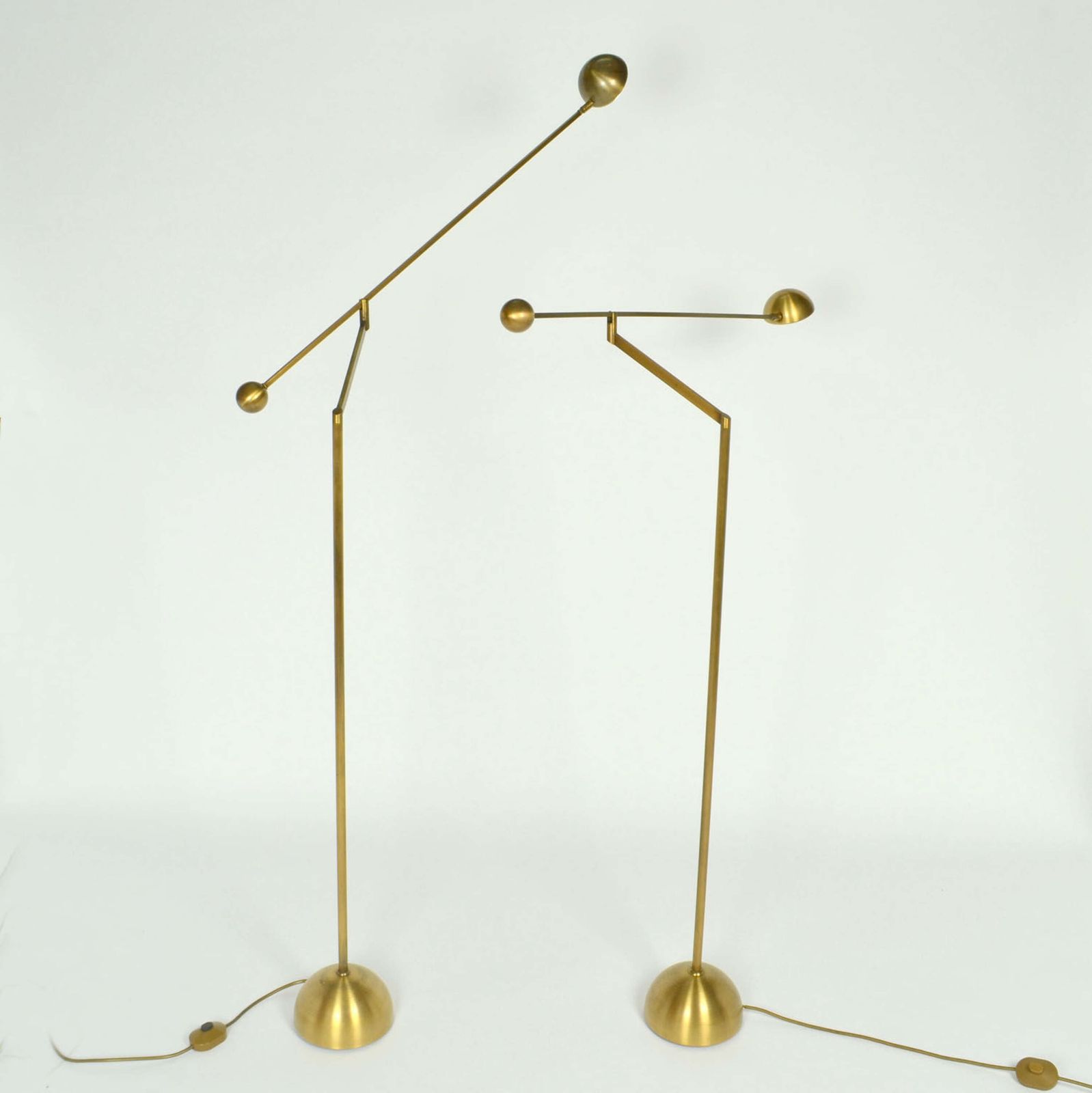 photo furniture Pair Of Minimal Bronzed Brass Counter Balance Floor Lamps, 1970's
