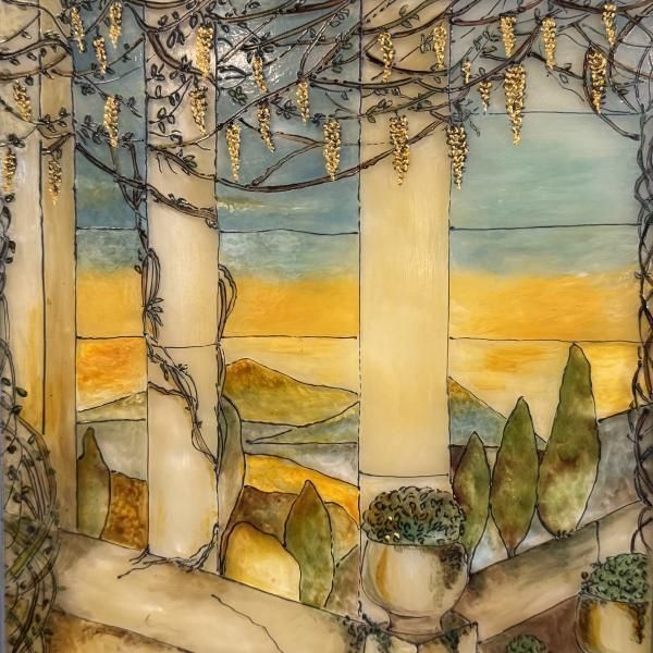 Decorative 20th Century Stained Glass Panel photo furniture