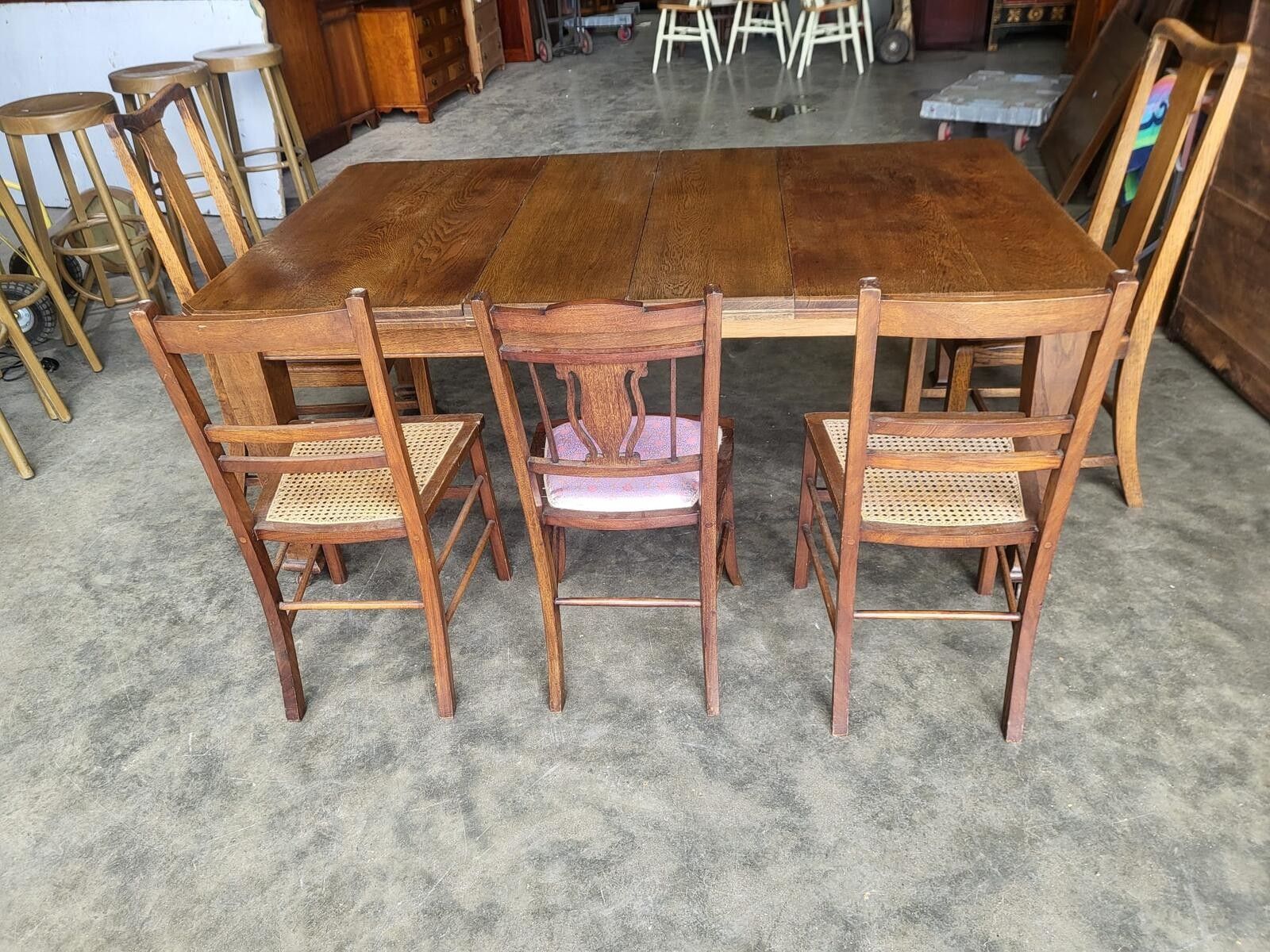 Antique Edwardian Oak Extending Dining Table Seat 8 photo vintage
