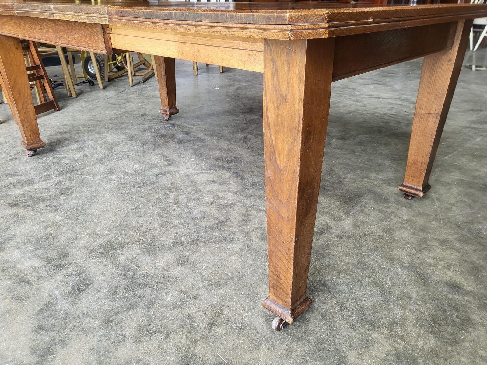photo buy Antique Edwardian Oak Extending Dining Table Seat 8