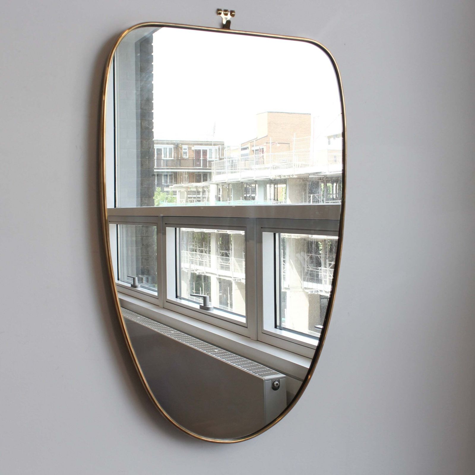 Mid Century Italian Wall Mirror With Brass Frame (Circa 1960s) photo for sale