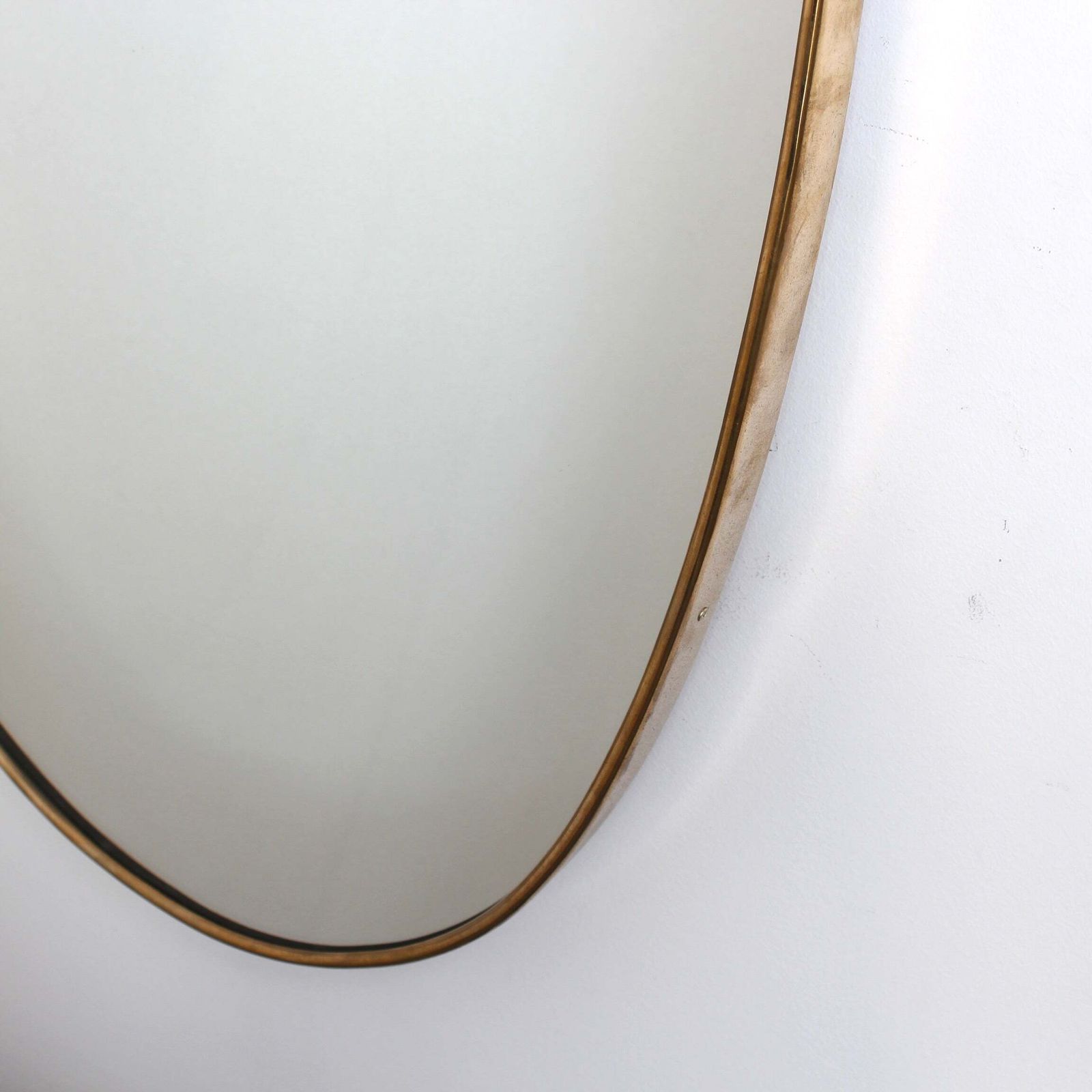 photo for sale Mid Century Italian Wall Mirror With Brass Frame (Circa 1960s)