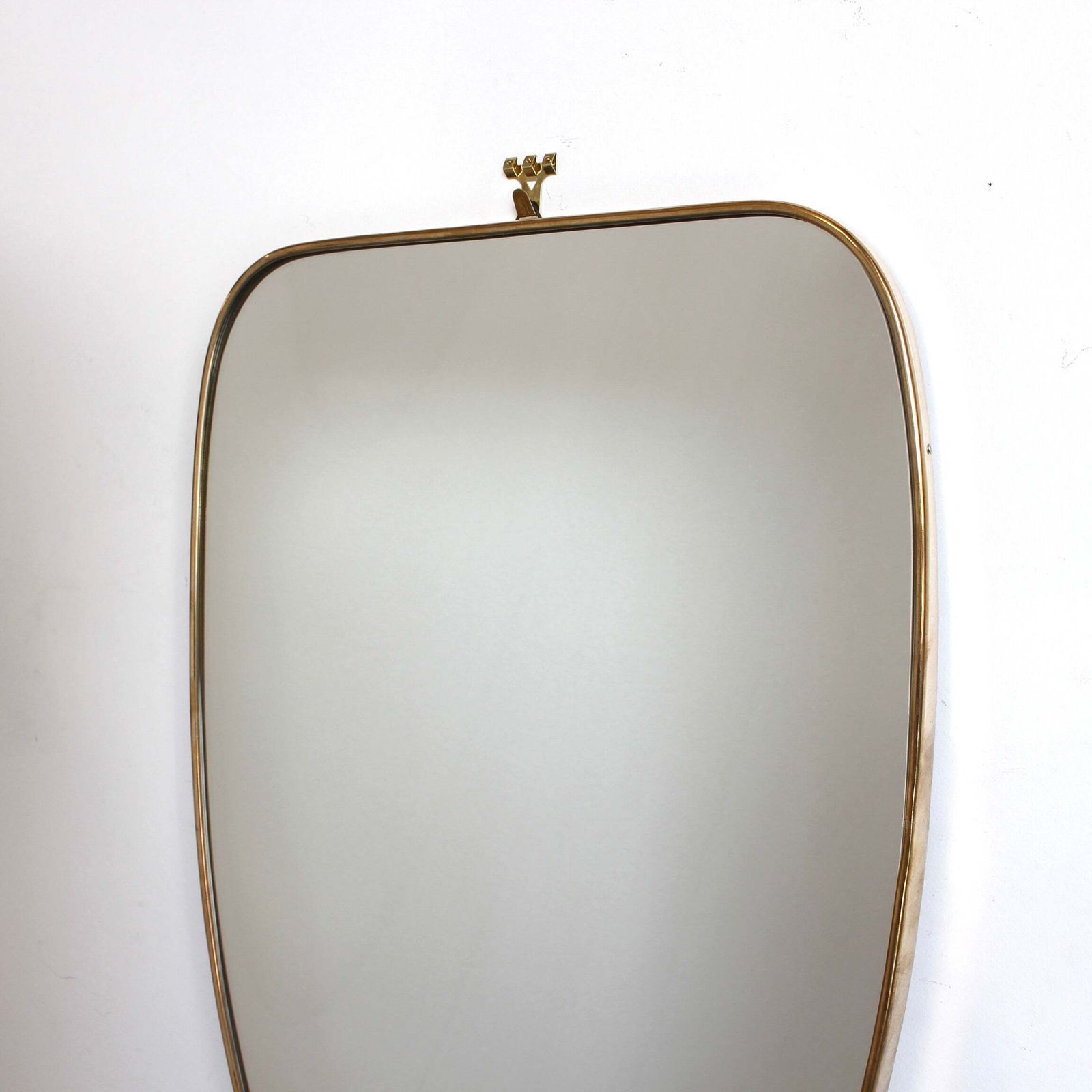 Home Decor Mid Century Italian Wall Mirror With Brass Frame (Circa 1960s) photo