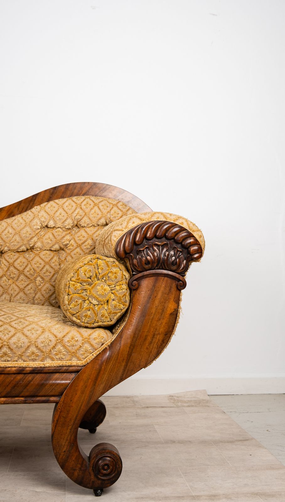 Victorian Rosewood Upholstered Settee Sofa With Carved Scroll Ends C.1880 photo Furniture