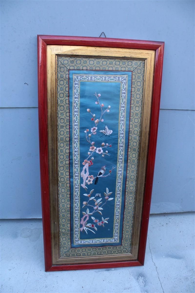 Colorful Silk Painting With Embroidered Flowers Birds And Trees China photo buy