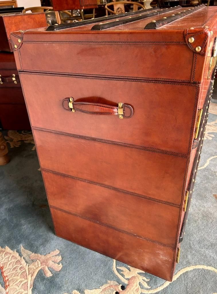 Antique Style Leather Campaign Furniture Desk Or Dressing Table & Stool photo furniture