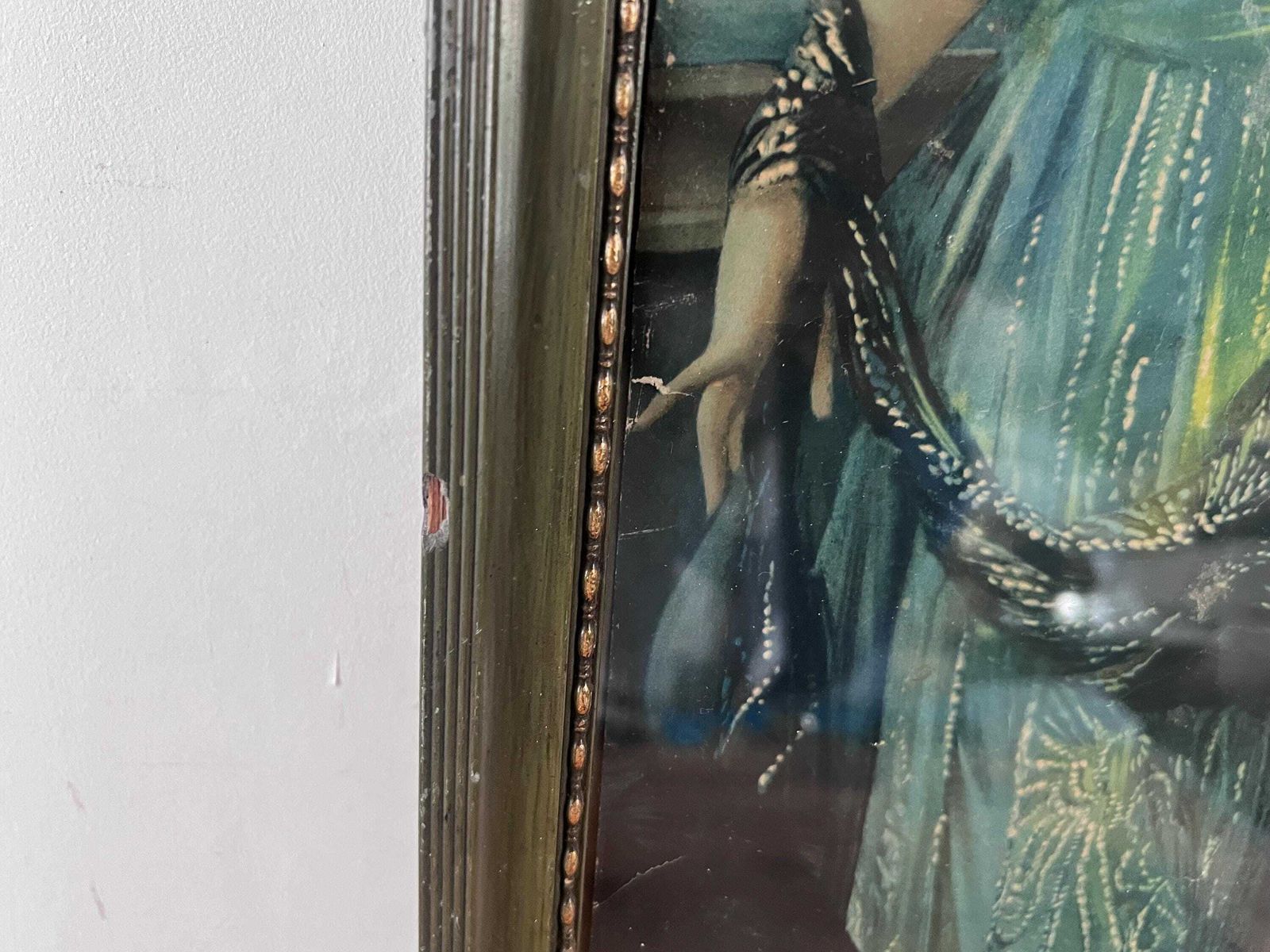 photo furniture Antique 1926 Gene Pressler Yard Long Print "Honeymooning In The Alps", Original Art Deco Flapper Pompeian Beauty Panel, Authentic Frame
