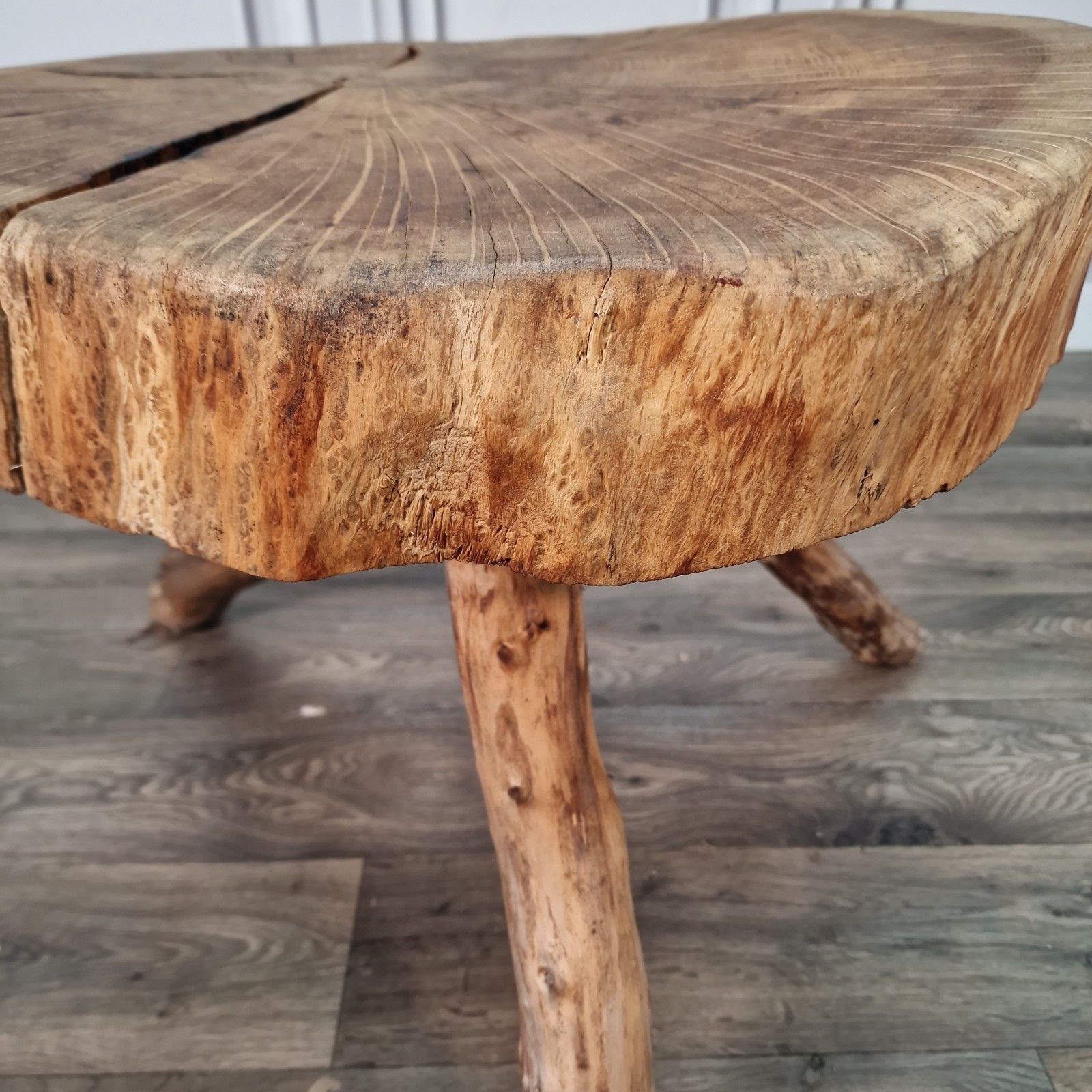140.0 Rustic Tree Coffee Table Solid Hardwood Live Edge Trunk Root Branch Base Wood photo