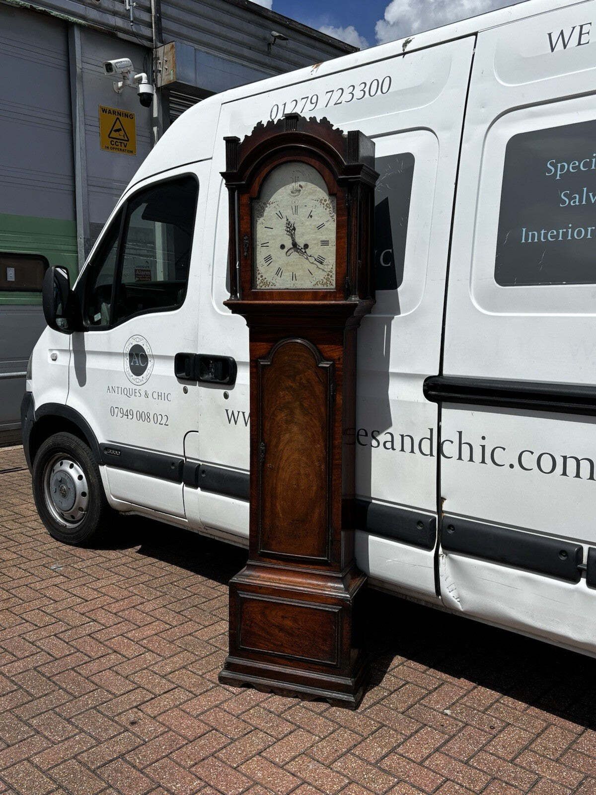 913.0 Georgian Mahogany Canterbury Longcase Clock, Painted Face With Maritime Theme photo
