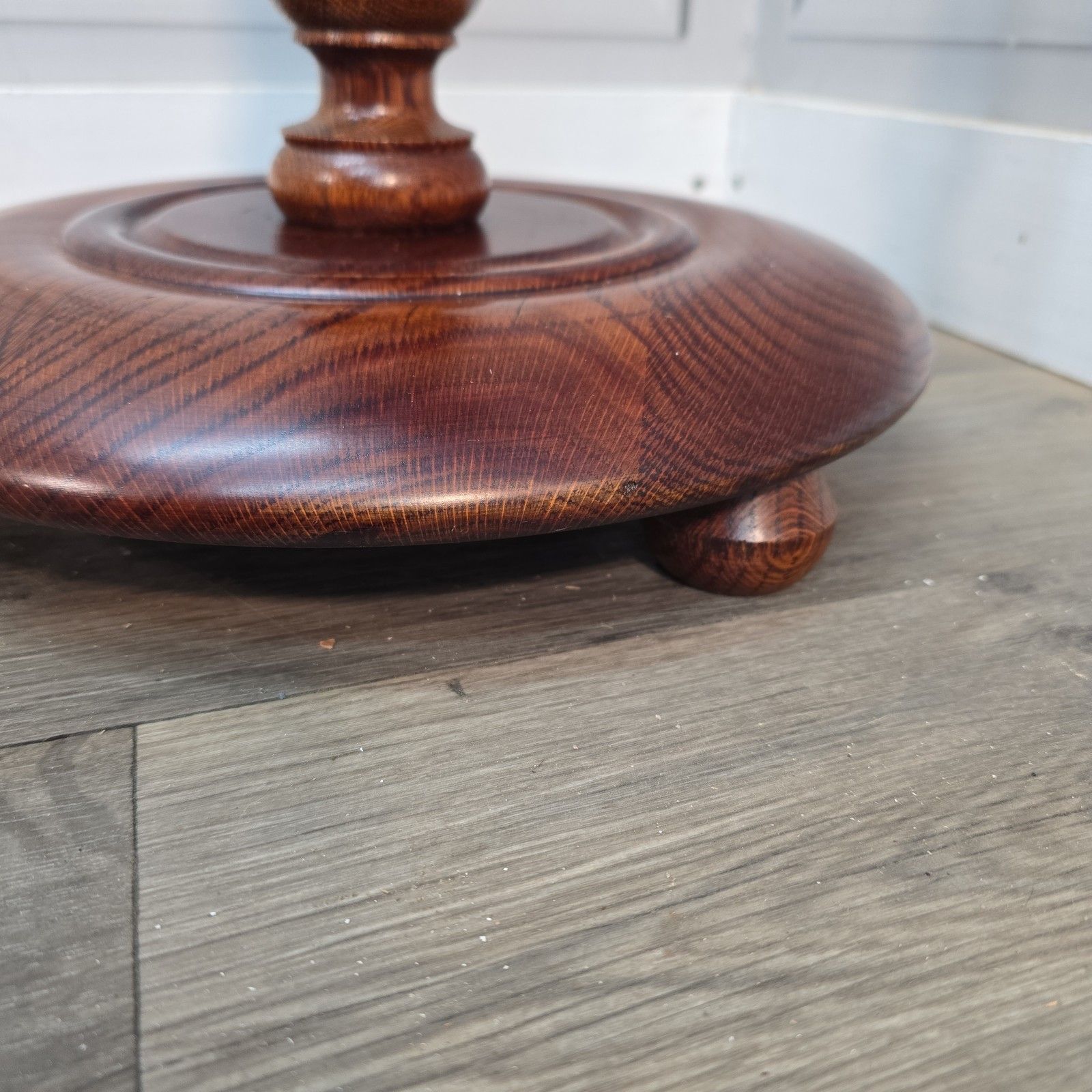 Solid Oak Plant Stand  Rope Twist Wood Table Antique Style Torchiere Jardiniere photo vinterior