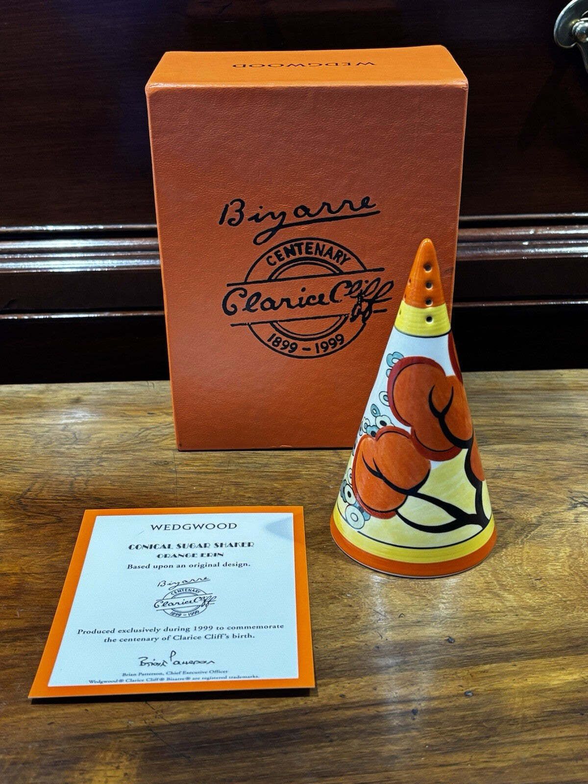 Clarice Cliff Design Conical Sugar Shaker. In Box With Certification