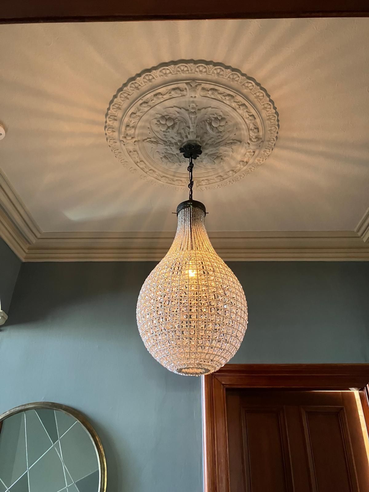 Ormolu Style Crystal Chandelier, Pear Shaped, 28” Drop photo furniture