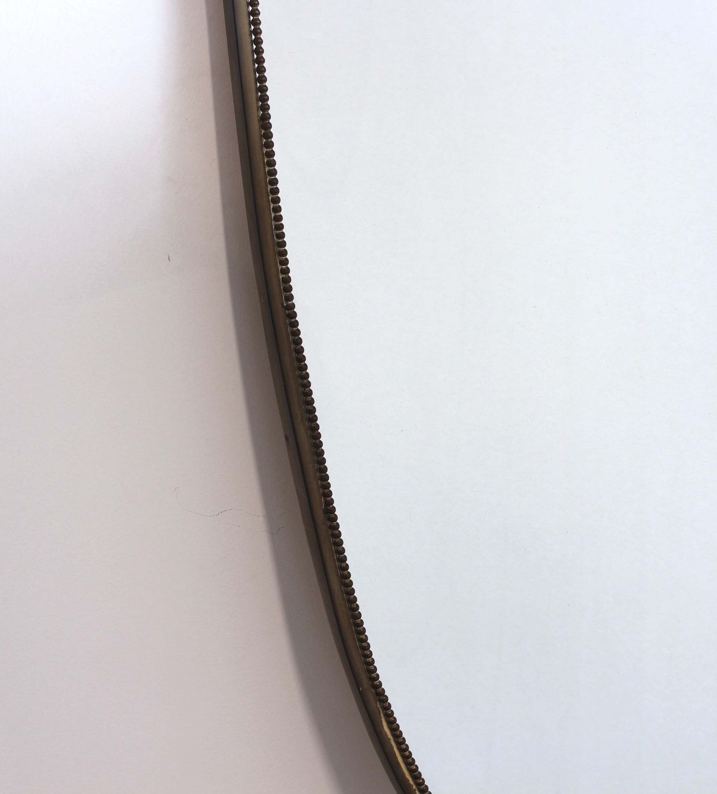 Mid Century Italian Wall Mirror With Beaded Brass Frame And Hammered Decoration (Circa 1950s) photo 3000.0