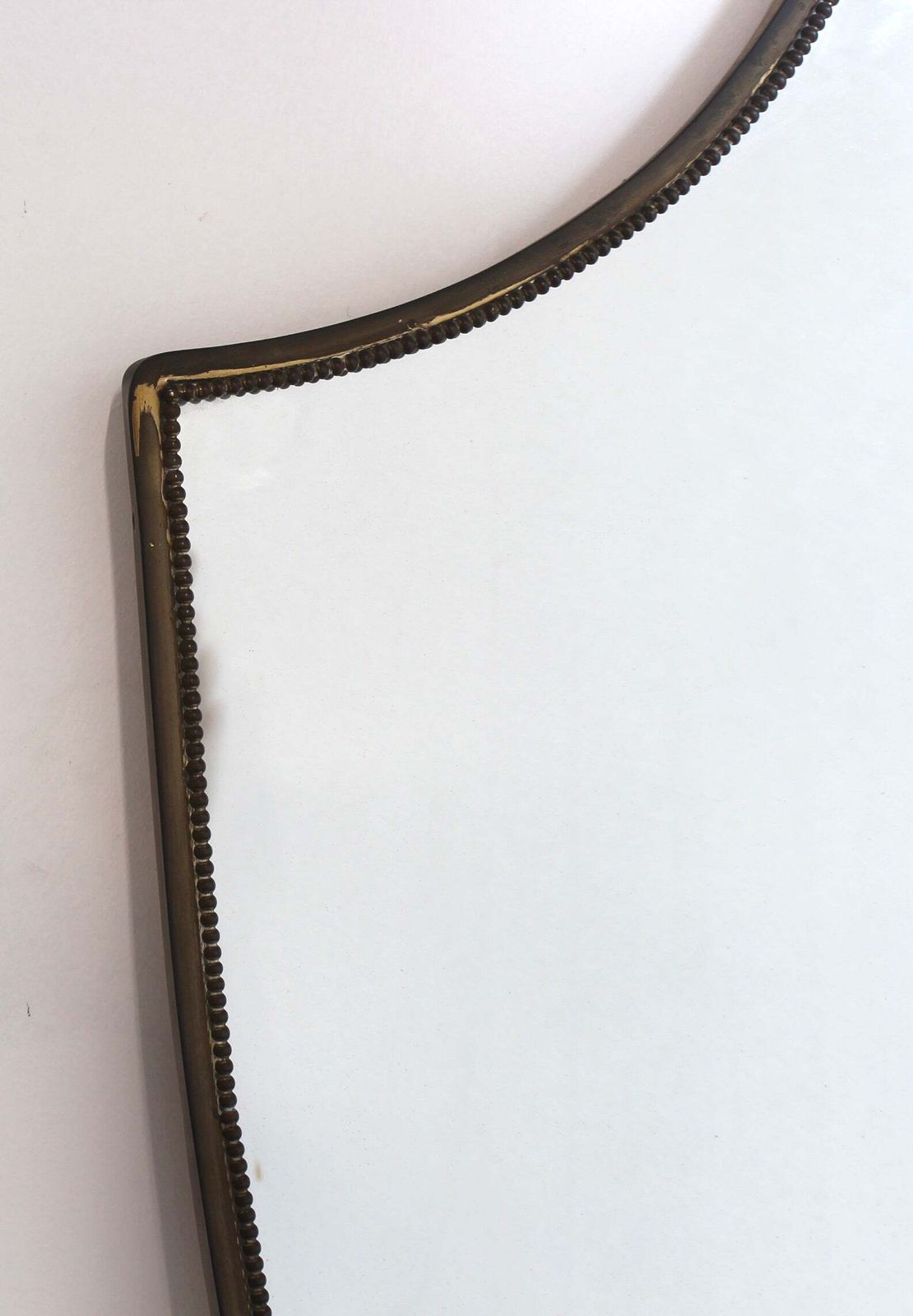 Mid Century Italian Wall Mirror With Beaded Brass Frame And Hammered Decoration (Circa 1950s) photo vinterior