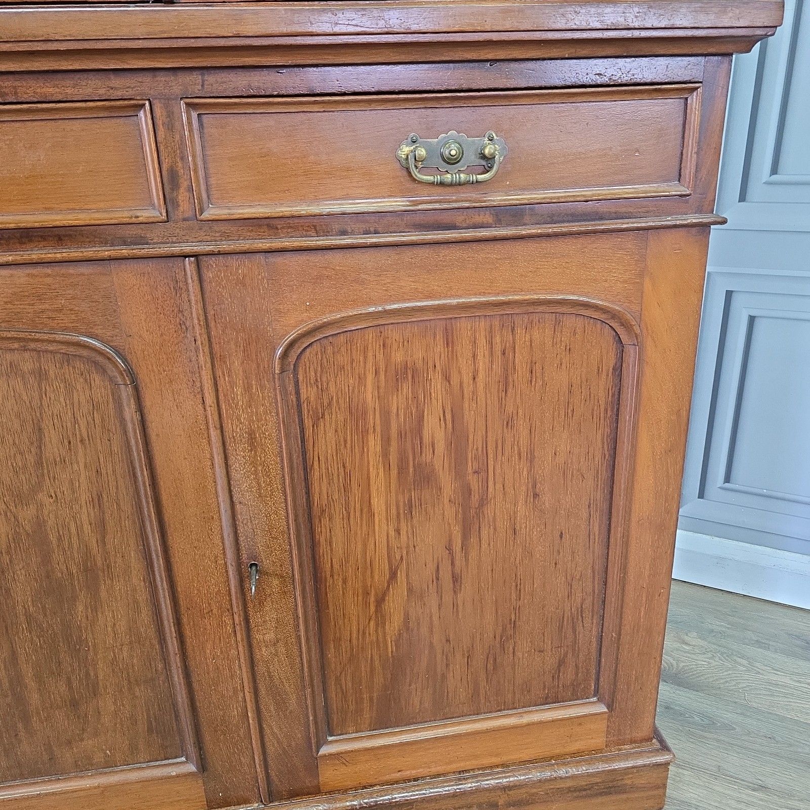 Antique Glazed Library Bookcase Cabinet Mahogany Victorian Shelving Cupboard photo vintage