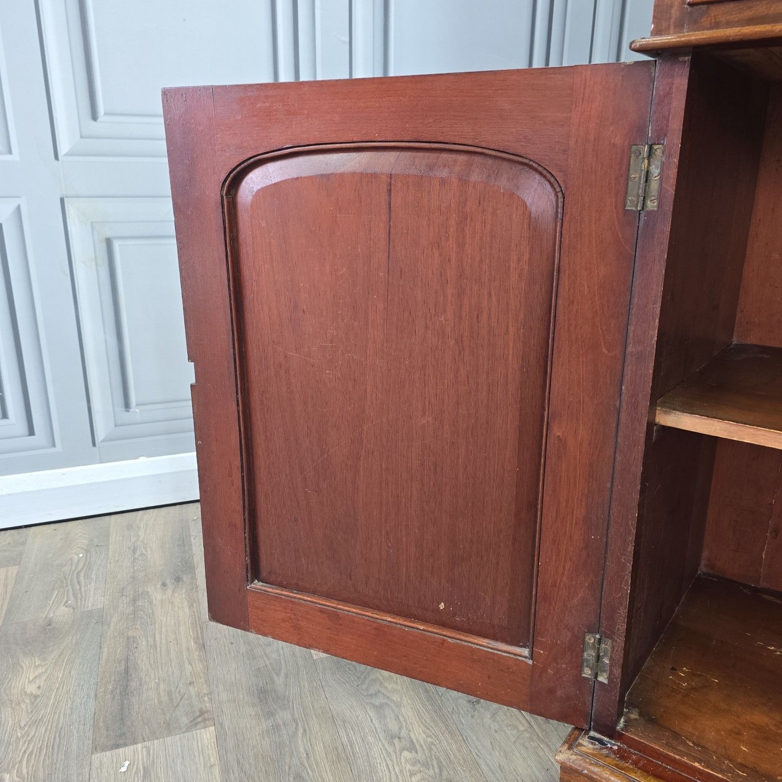 photo for sale Antique Glazed Library Bookcase Cabinet Mahogany Victorian Shelving Cupboard