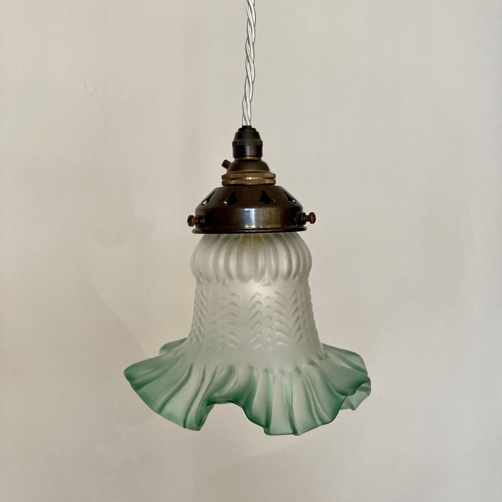 Frosted Green Frilled Glass Shade photo furniture