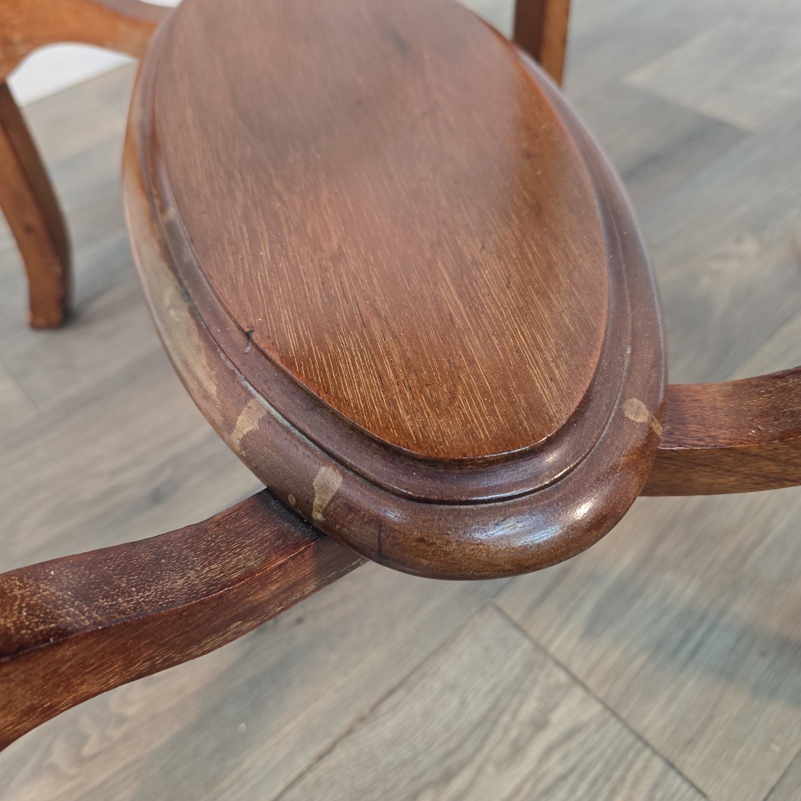 Furniture Antique Oval Occasional Table Mahogany Solid Wooden Inlaid Lamp Hall Edwardian photo