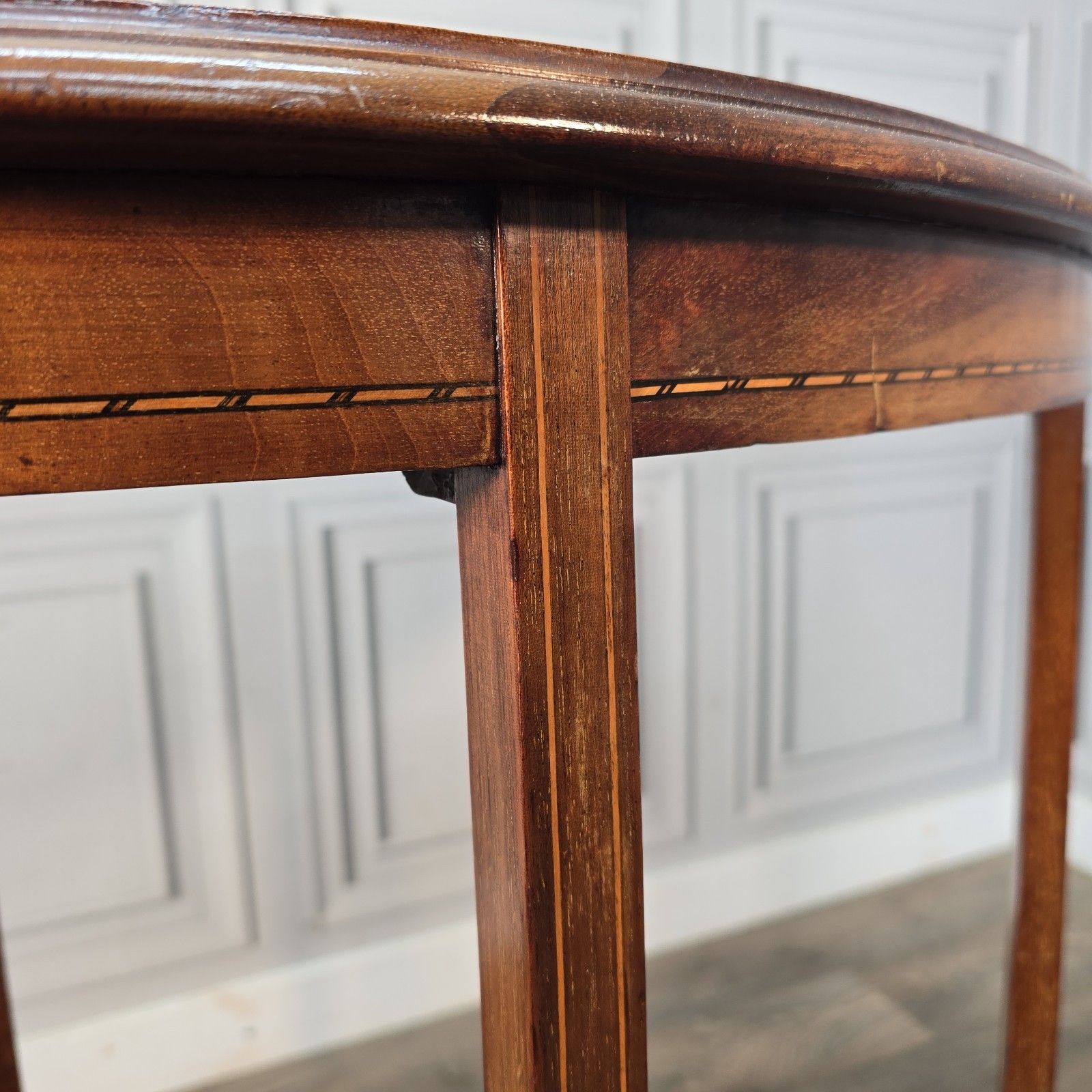 photo buy Antique Oval Occasional Table Mahogany Solid Wooden Inlaid Lamp Hall Edwardian
