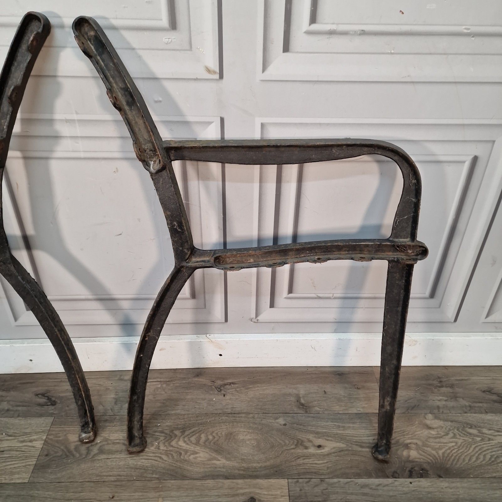 photo vintage Pair Vintage Cast Iron Bench Ends Victorian Style Garden Seat Supports Frames