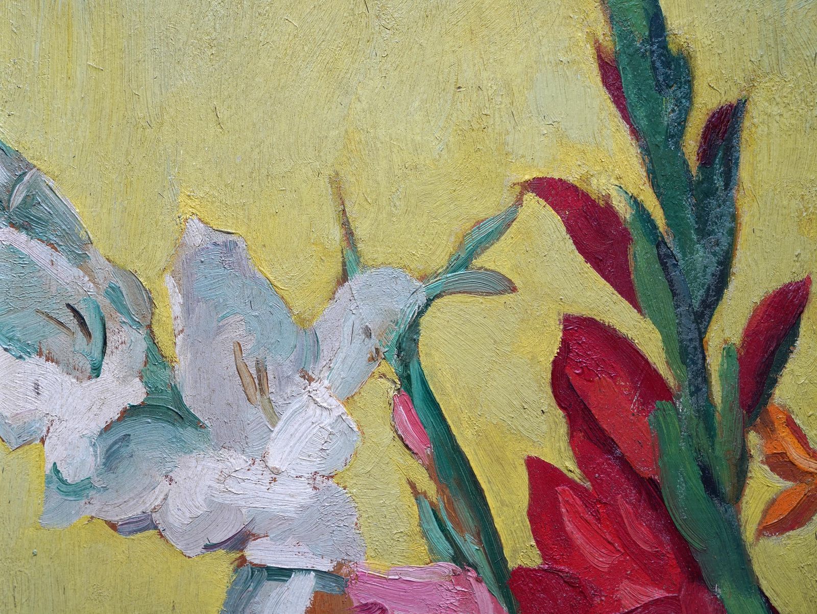 Philip Naviasky Gladioli In Vase   British 1030's Floral Still Life Art Oil Painting Flowers  Circa 1939 photo 6000.0