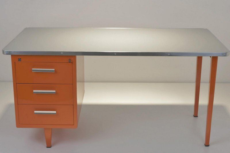 Sheet Steel Desk From Gispen, Netherlands, 1955 photo Furniture