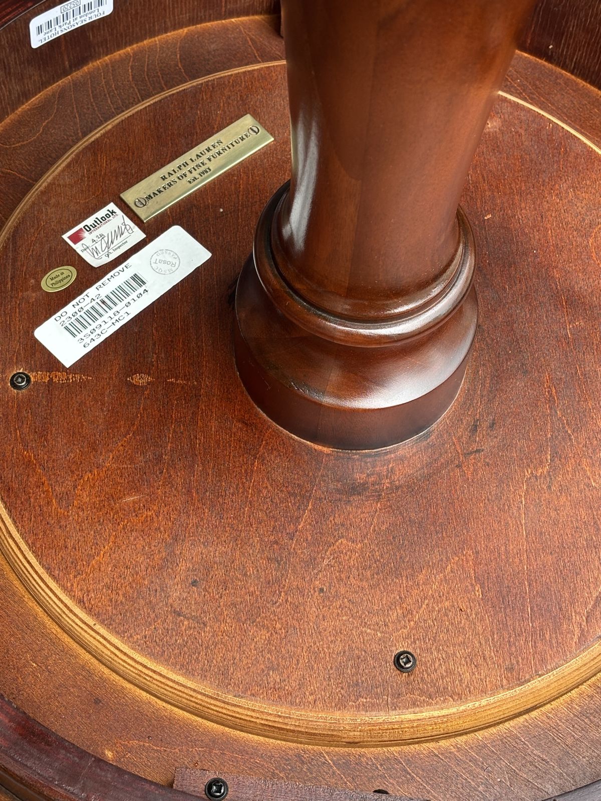 Ralph Lauren Carved Walnut Circular Tripod Table photo vinterior