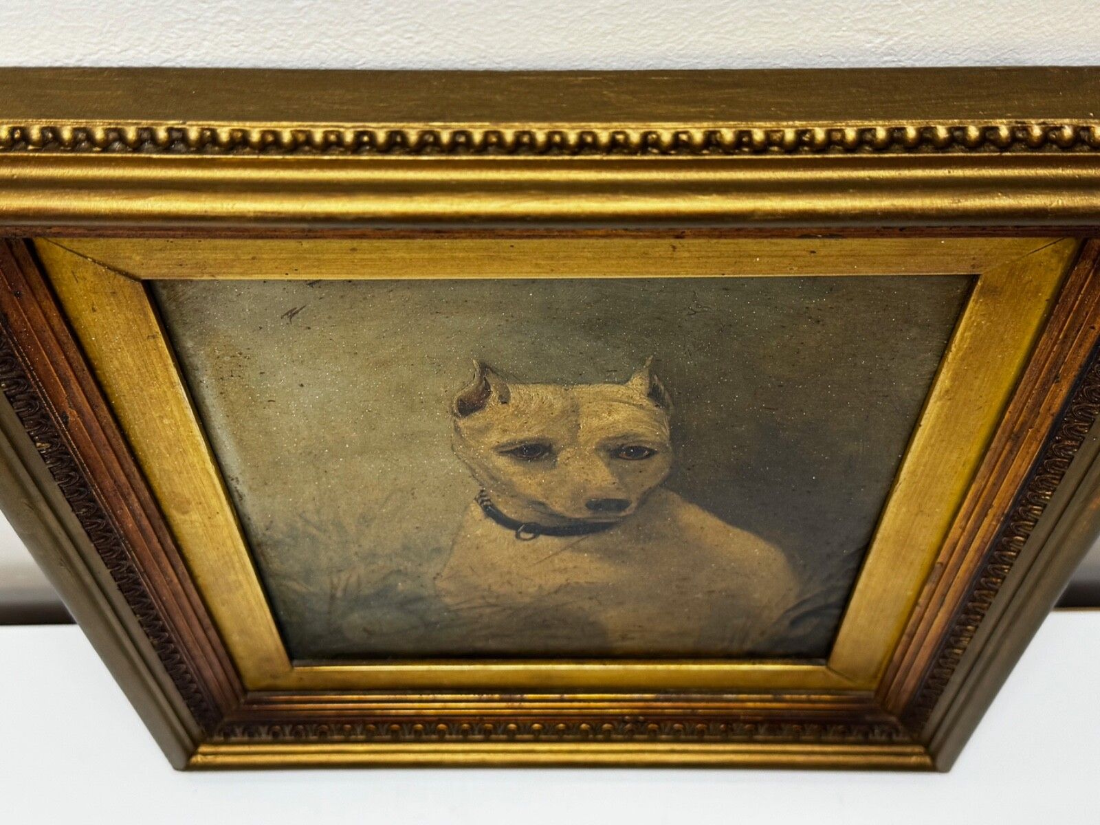19e-eeuws olieverfportret van een uitgestorven White English Terrier, in de stijl van John Emms photo buy
