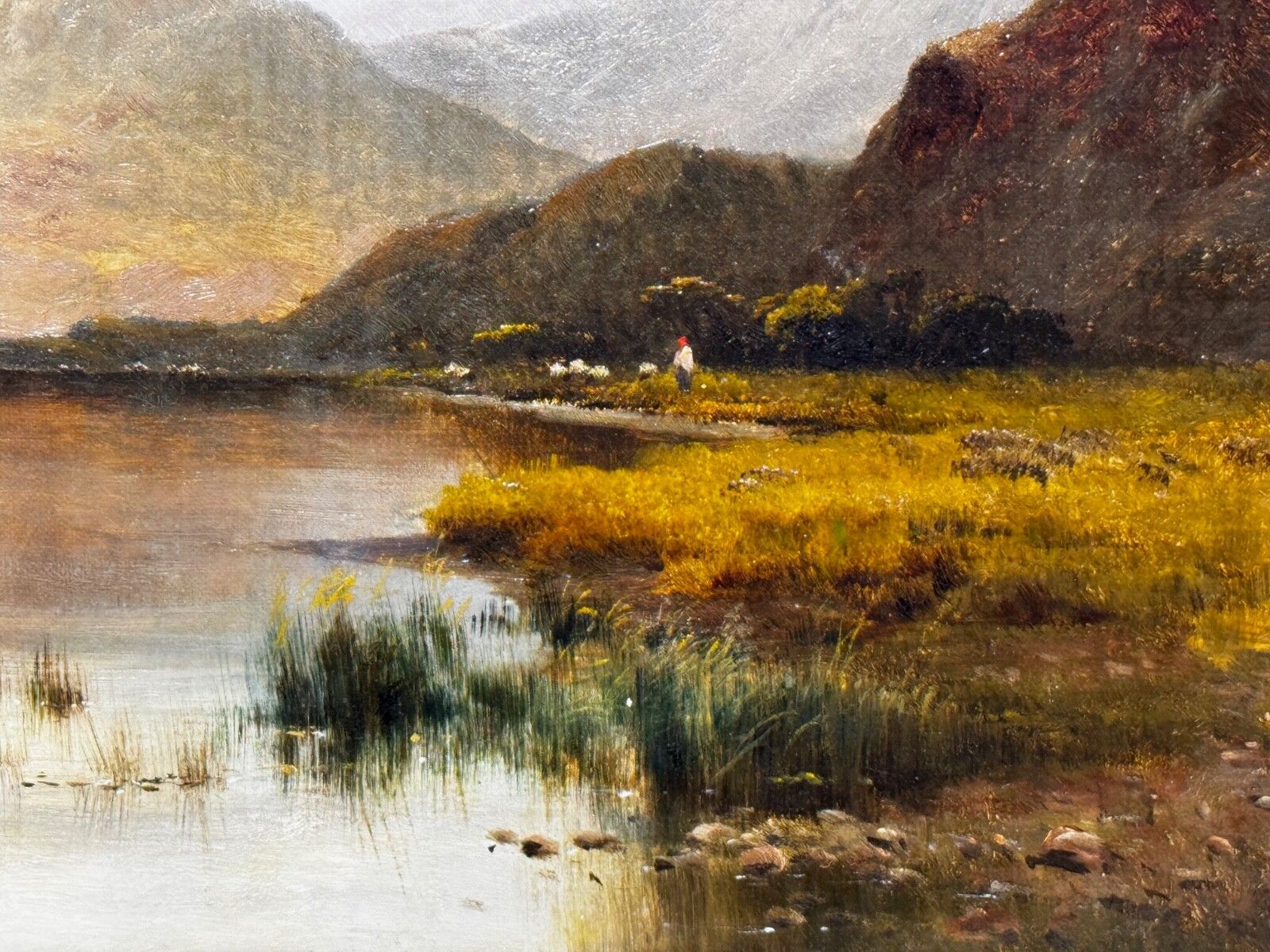 photo vinterior Oil Landscape Masterpiece Painting Windermere Sunrise Signed By Alfred De Breanski Jr