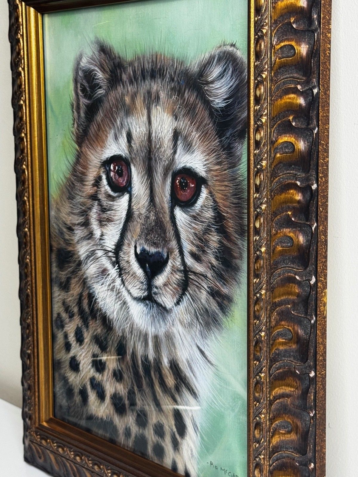 Olieverfschilderij Cheetah Cub Innocence Of The Wild Gesigneerd Door Pip Mcgarry photo vintage