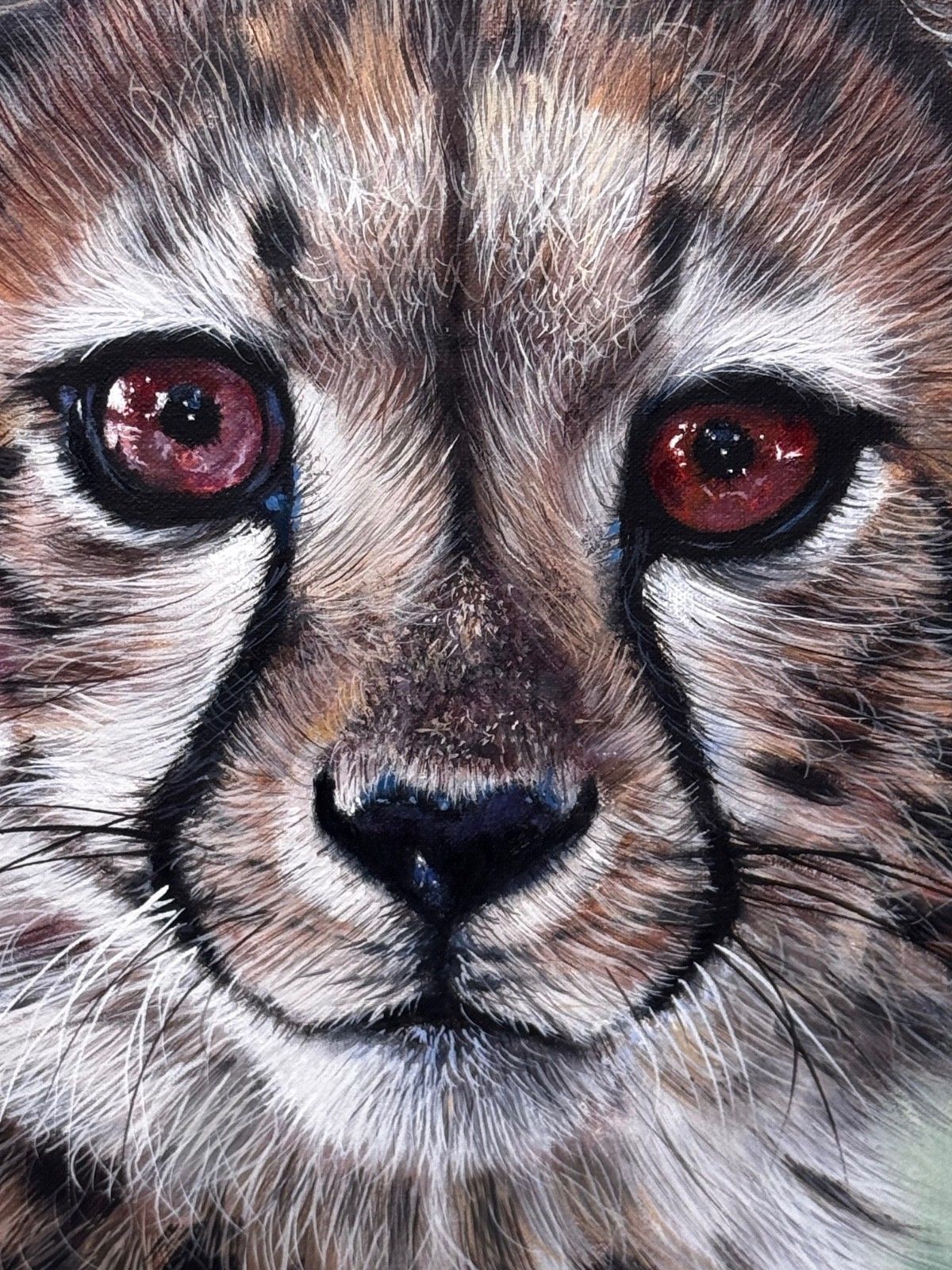 12500.0 Oil Painting Cheetah Cub Innocence Of The Wild Signed By Pip Mcgarry photo