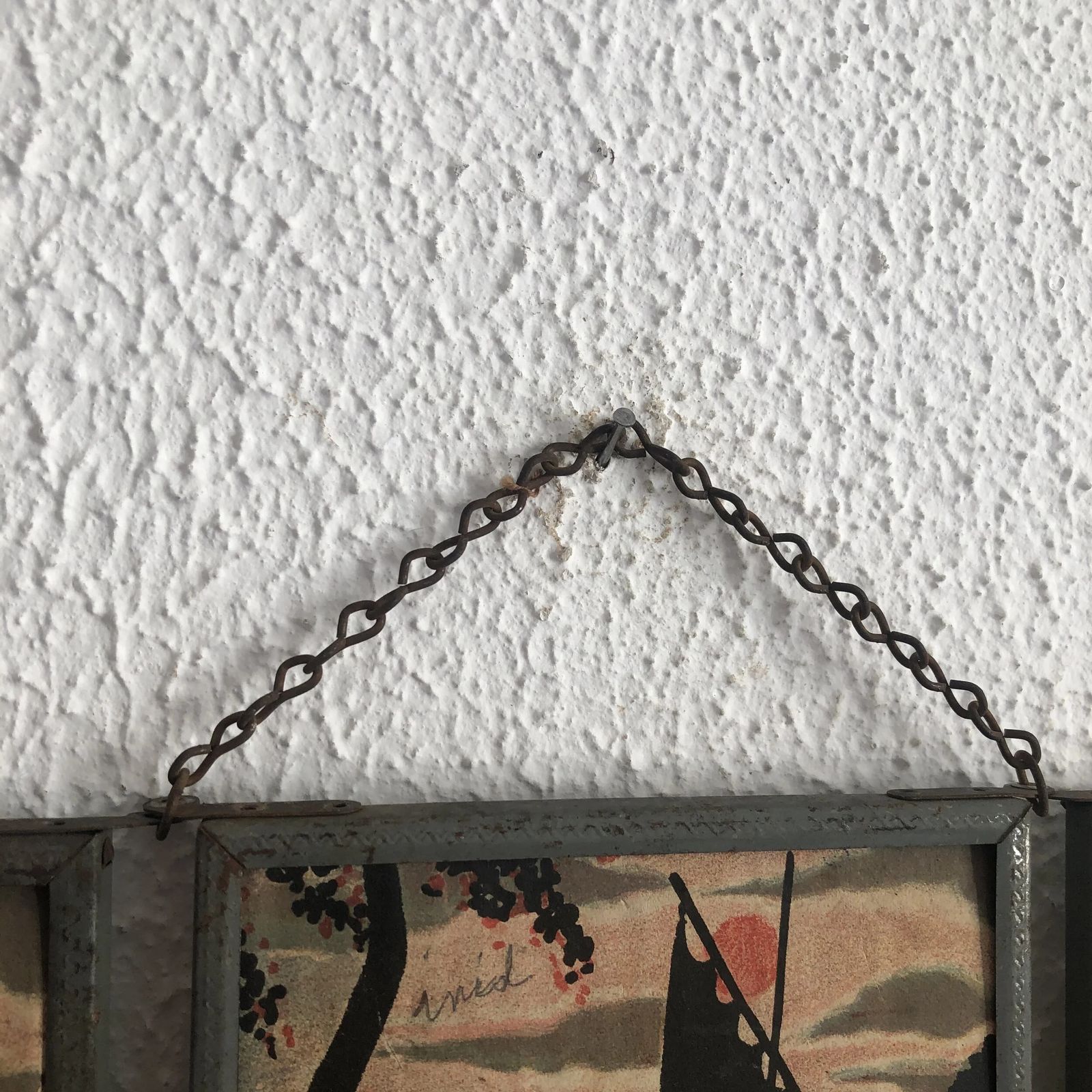 Vintage 1940s Triptych Mirror For Barber/Hairdresser With A Boat And Sea Scene   16 X 37 Cm photo vintage