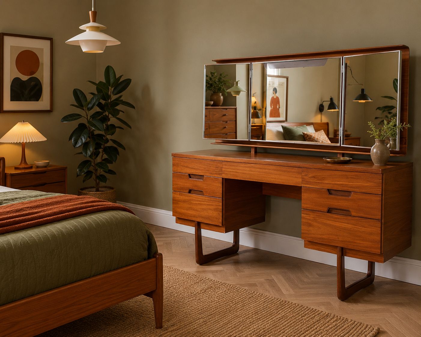 Mid Century Teak Dressing Table Or Desk From Uniflex, 1960s #1790 photo furniture