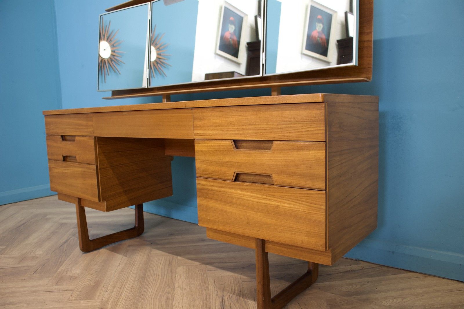 Mid Century Teak Dressing Table Or Desk From Uniflex, 1960s #1790 photo buy